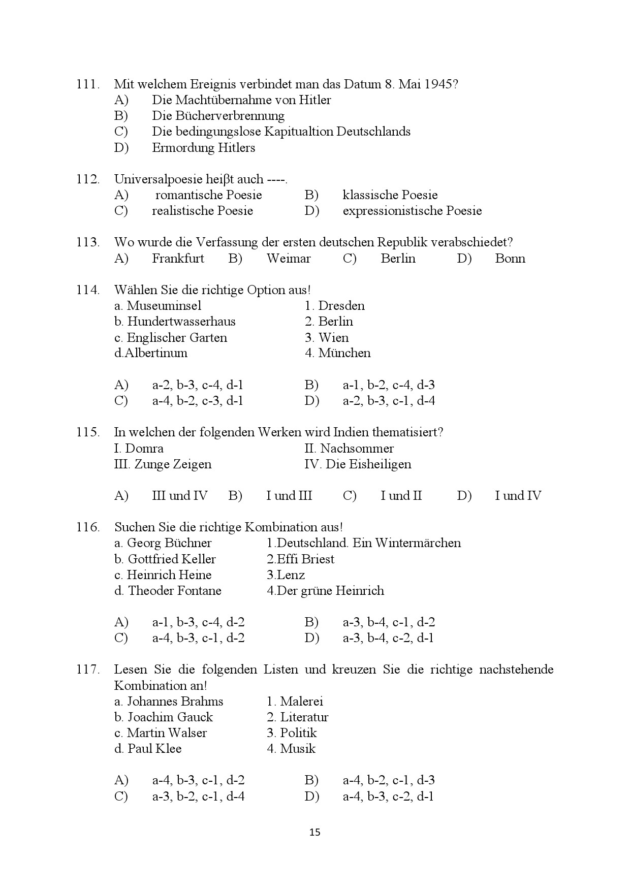 Kerala SET German Exam Question Paper January 2024 15