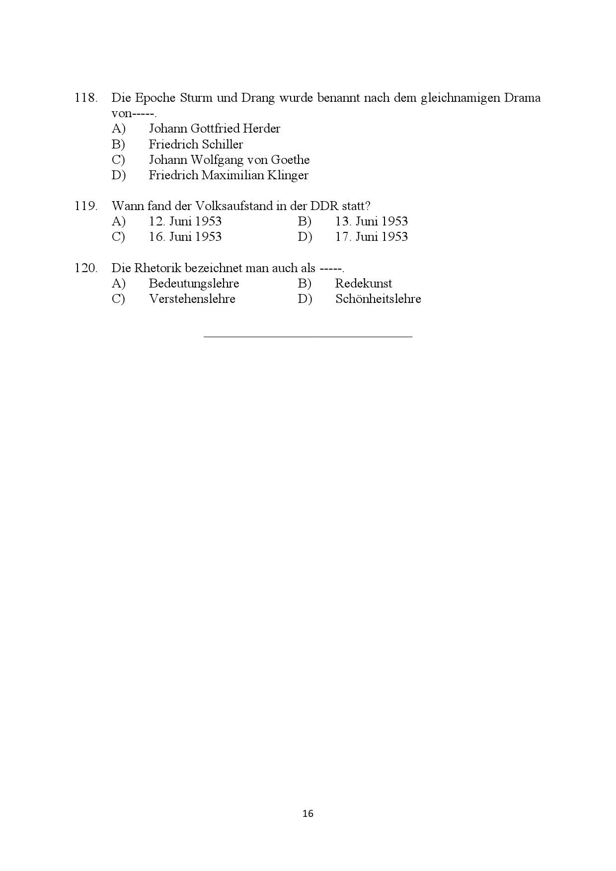 Kerala SET German Exam Question Paper January 2024 16