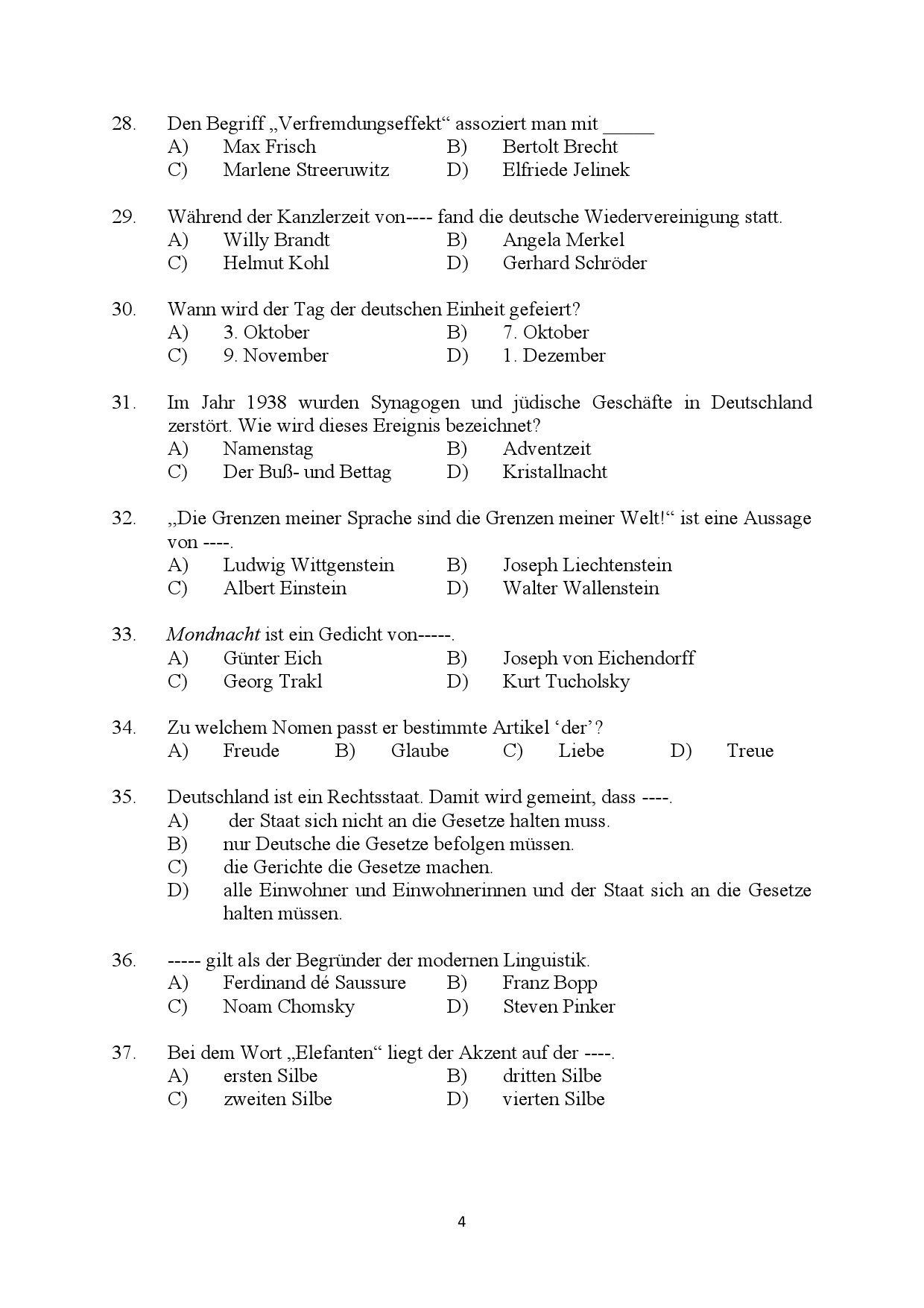 Kerala SET German Exam Question Paper January 2024 4