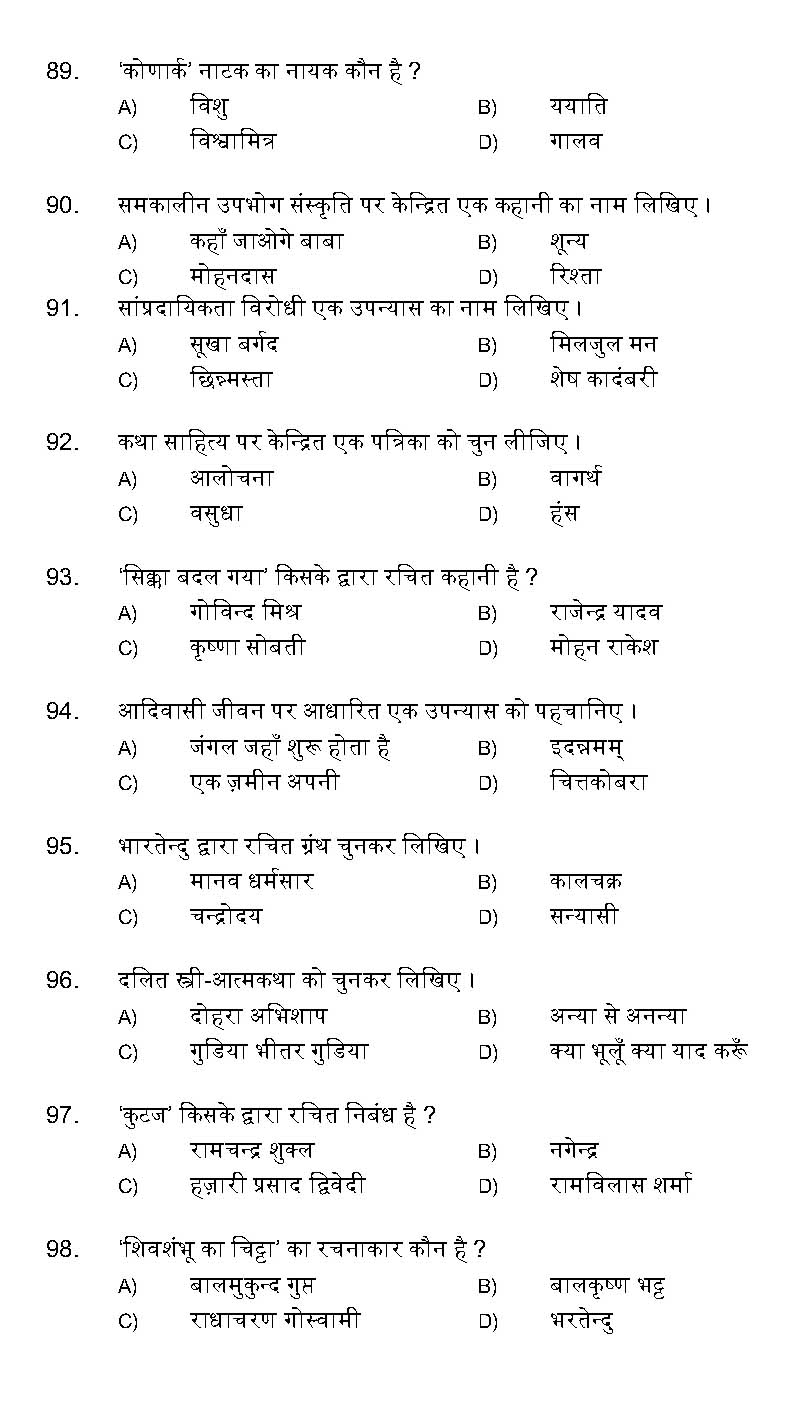 Kerala SET Hindi Exam 2011 Question Code 91113 10