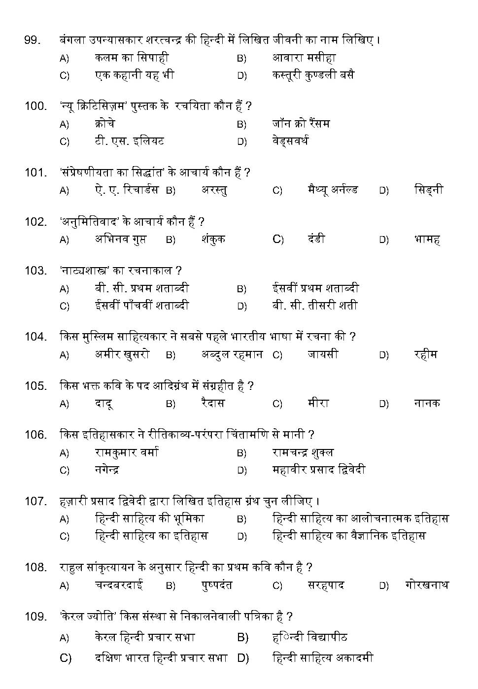 Kerala SET Hindi Exam 2011 Question Code 91113 11