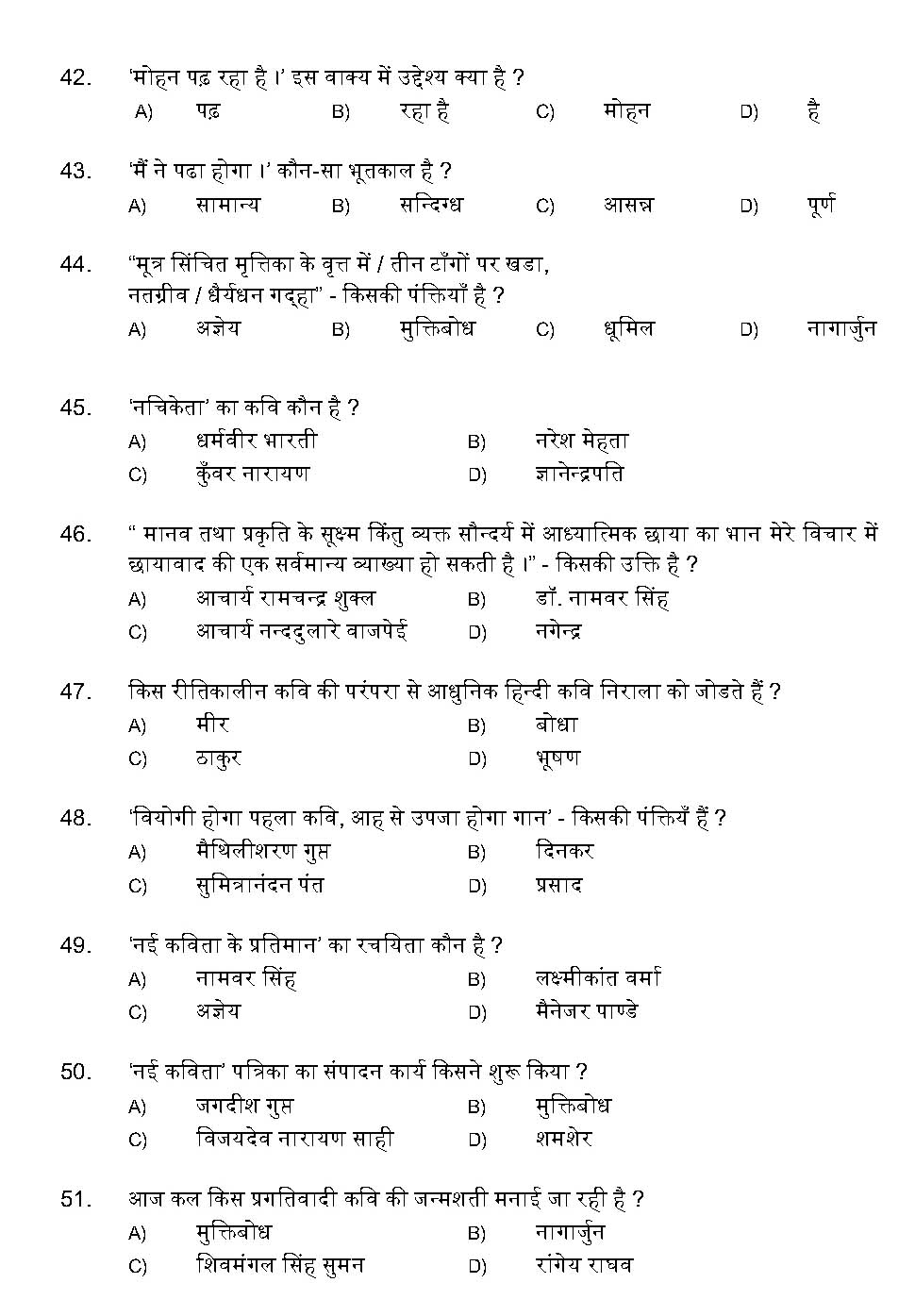 Kerala SET Hindi Exam 2011 Question Code 91113 5
