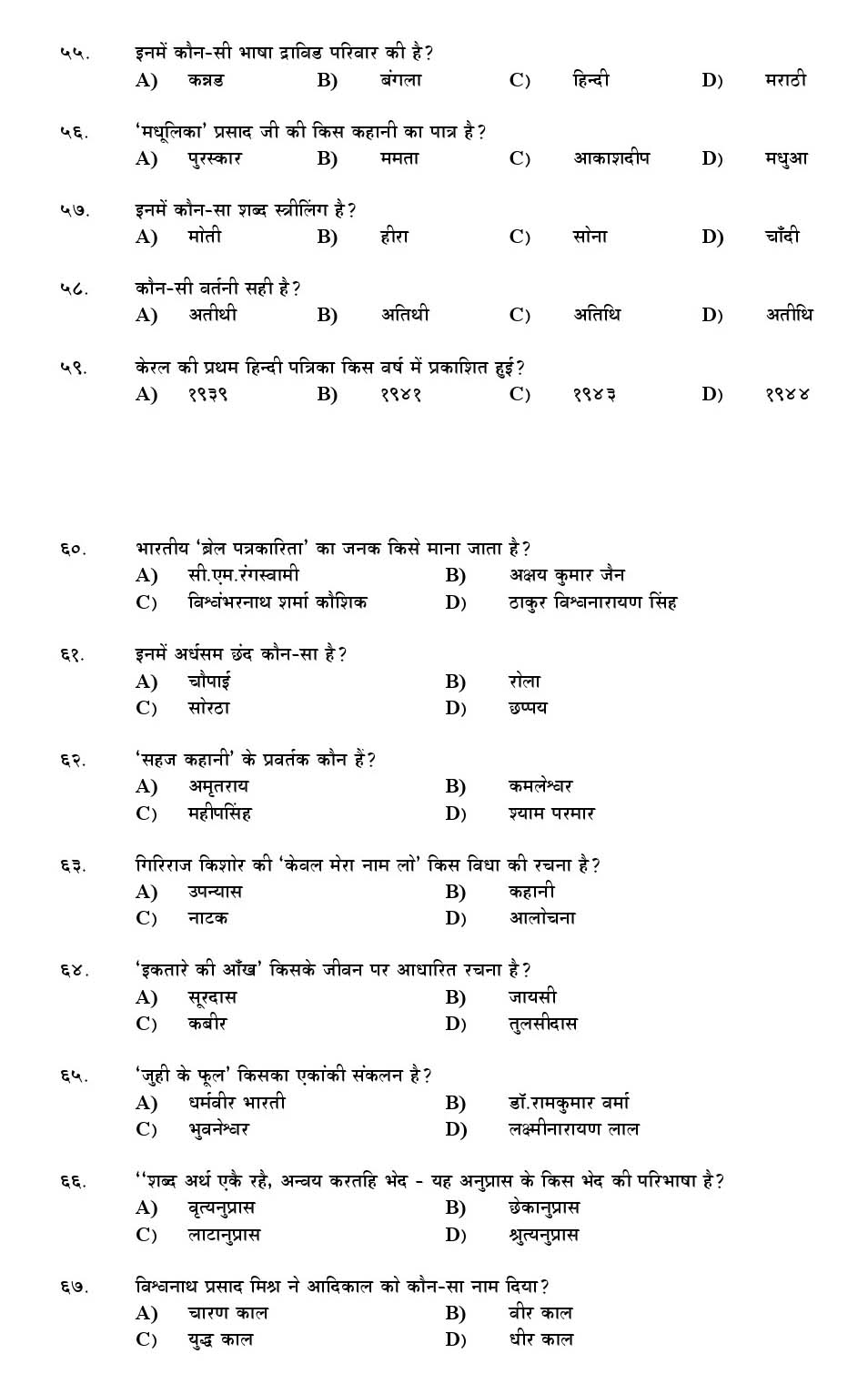 Kerala SET Hindi Exam 2014 Question Code 14213 6