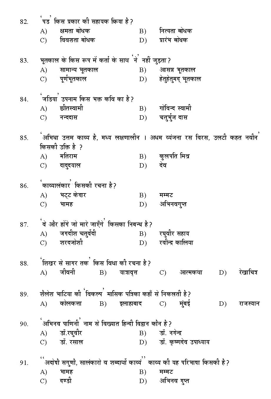 Kerala SET Hindi Exam 2015 Question Code 15613 9