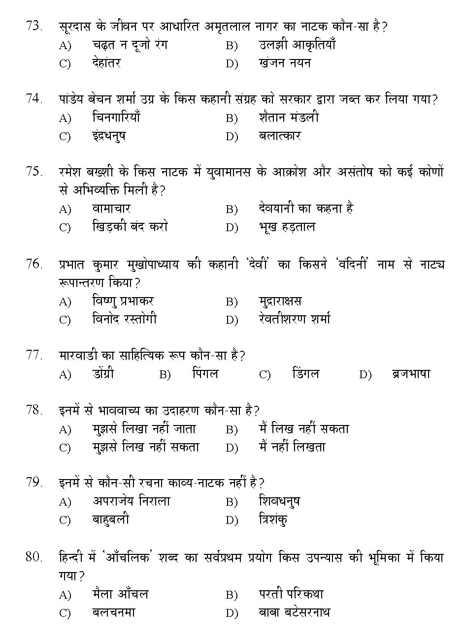 Kerala SET Hindi Exam 2016 Question Code 16113 A 10