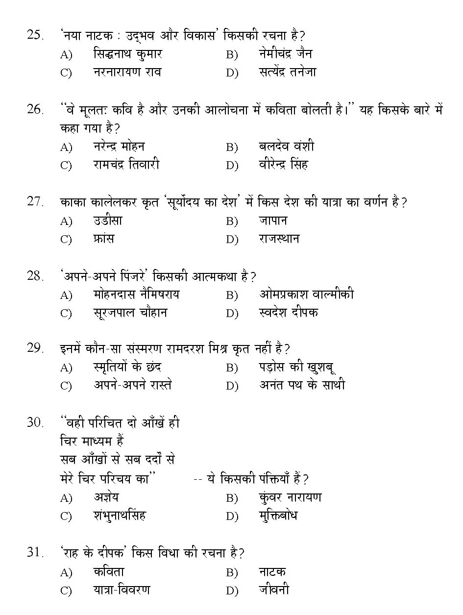 Kerala SET Hindi Exam 2016 Question Code 16113 A 4