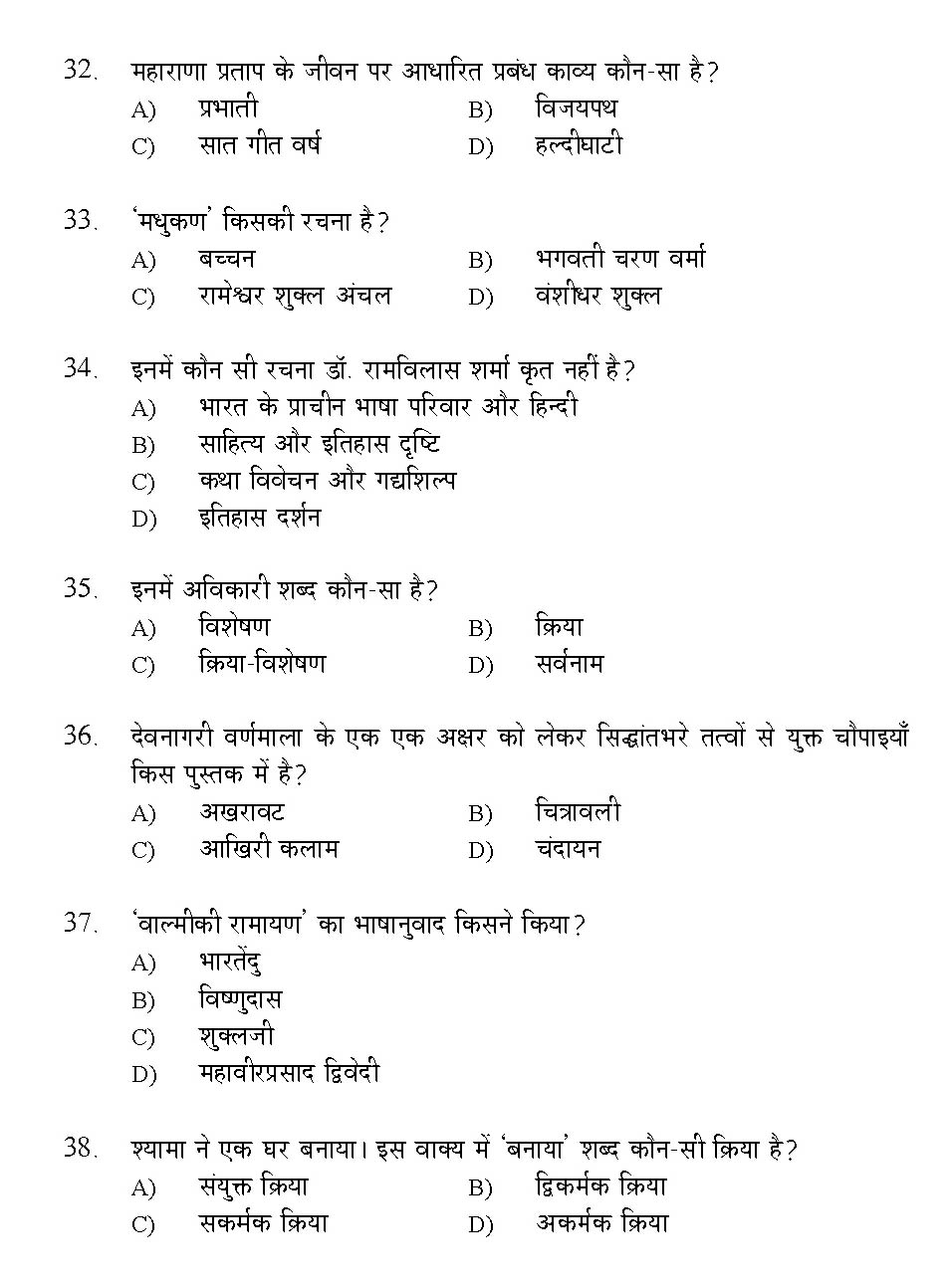 Kerala SET Hindi Exam 2016 Question Code 16113 A 5