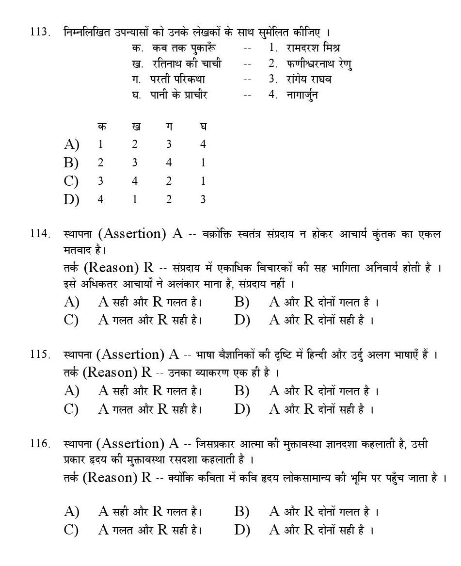 Kerala SET Hindi Exam 2016 Question Code 16613 A 13