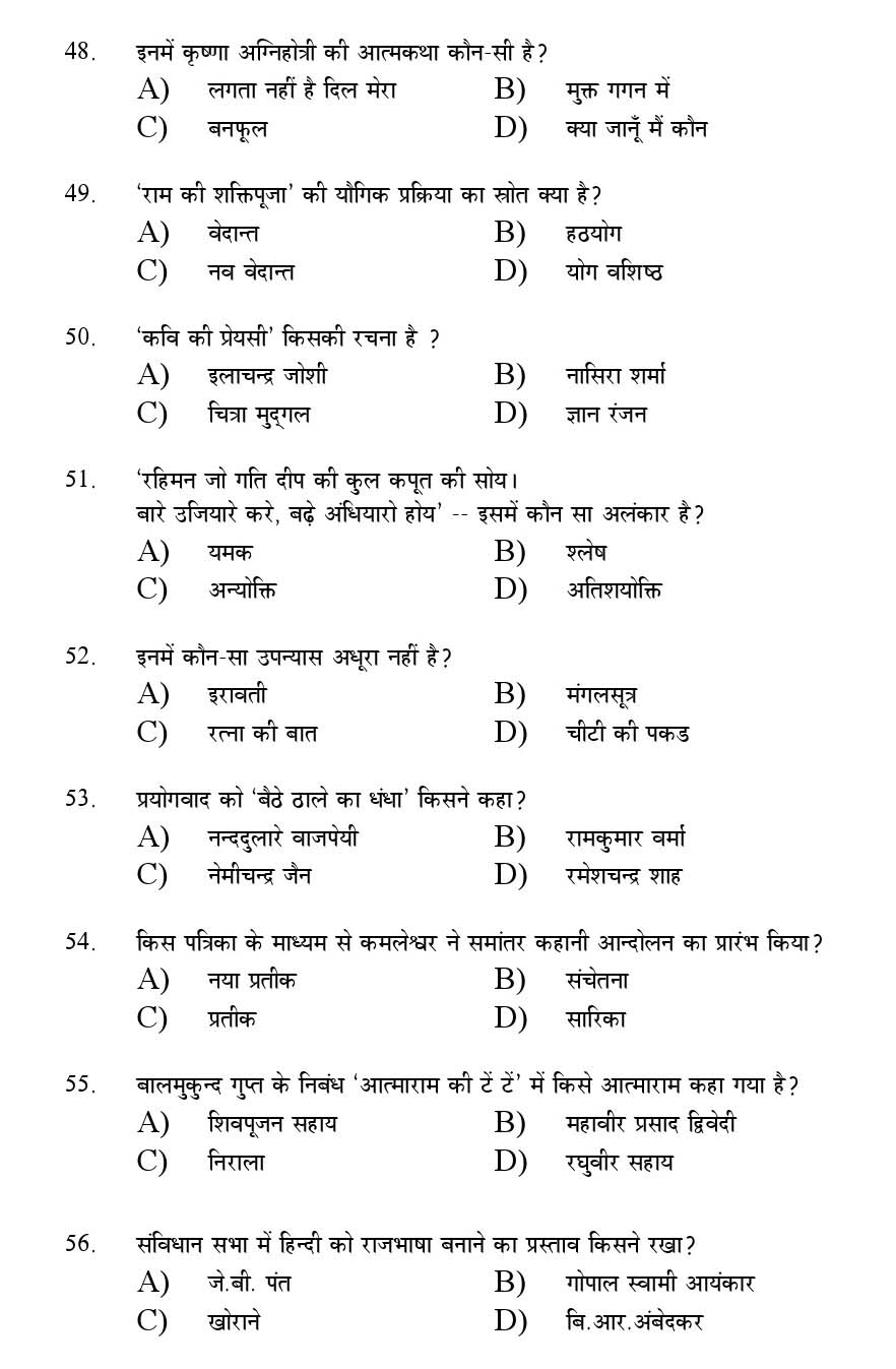 Kerala SET Hindi Exam 2016 Question Code 16613 A 6