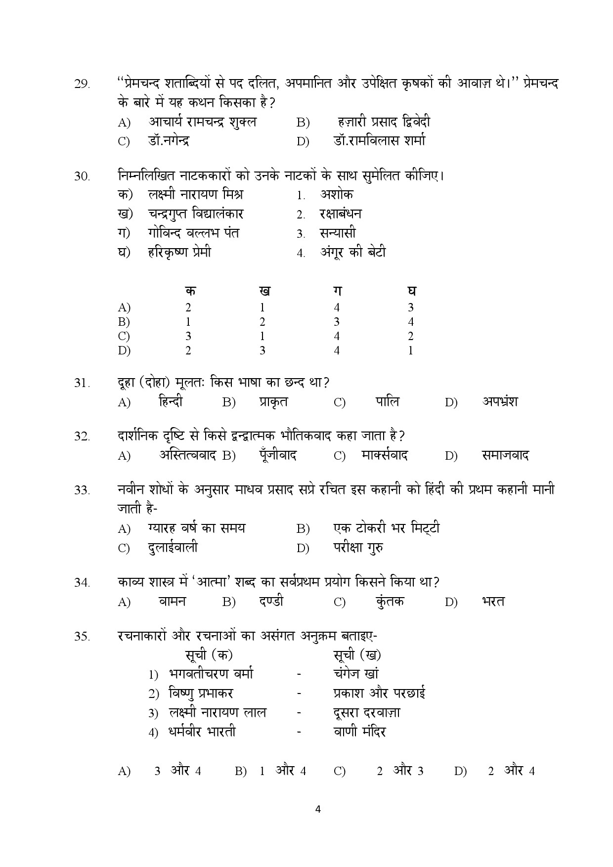 Kerala SET Hindi Exam Question Paper February 2020 4