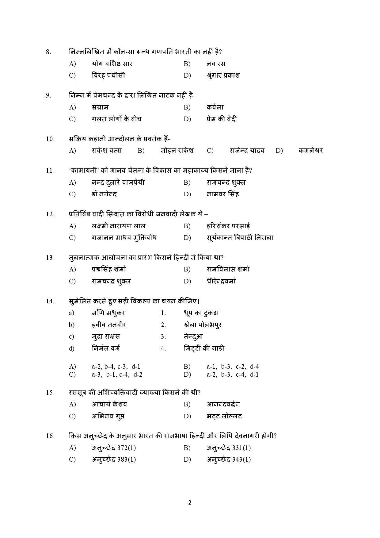 Kerala SET Hindi Exam Question Paper January 2022 2