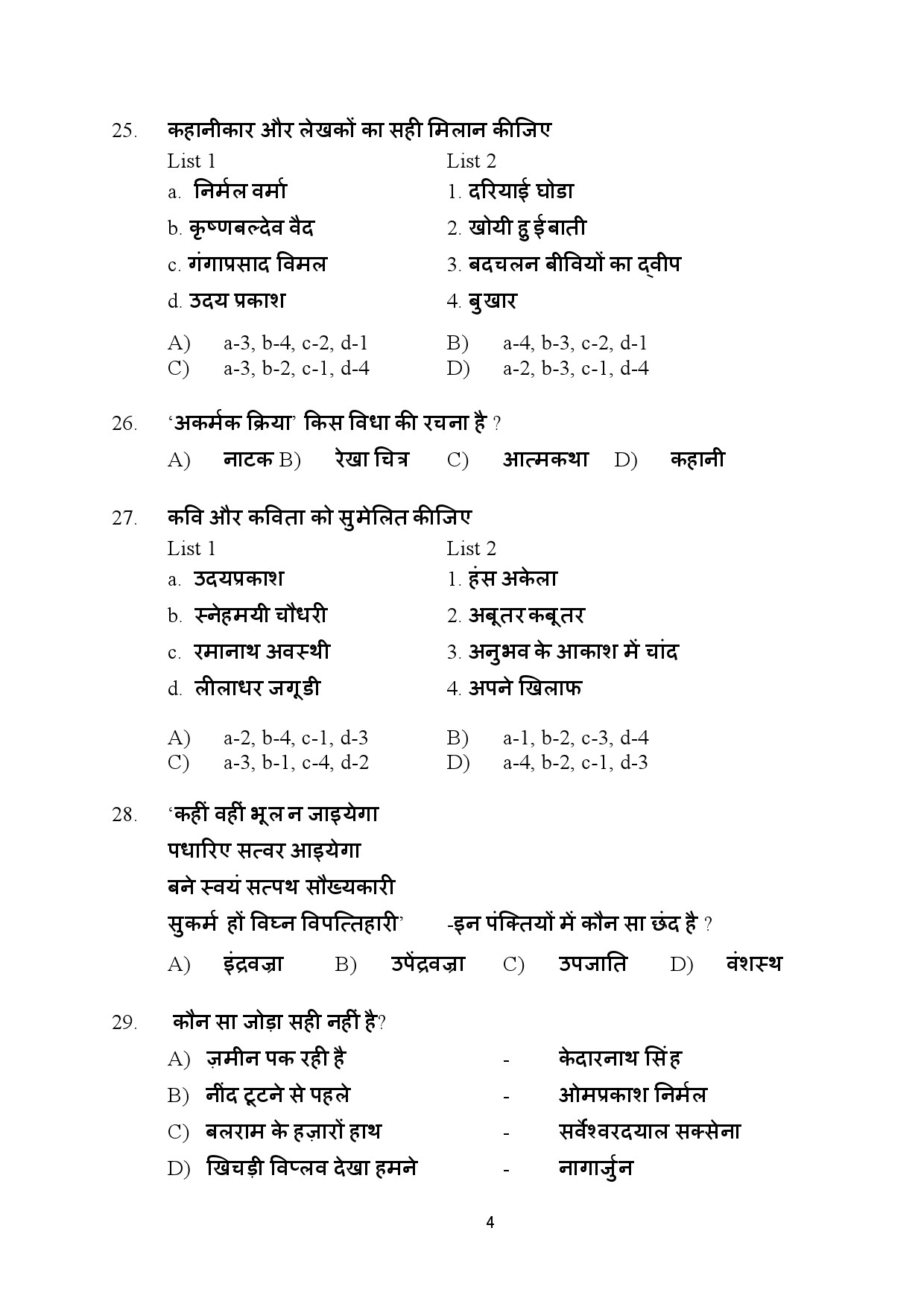 Kerala SET Hindi Exam Question Paper January 2024 4