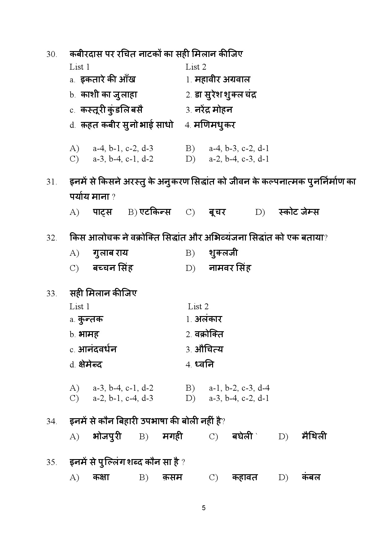 Kerala SET Hindi Exam Question Paper January 2024 5