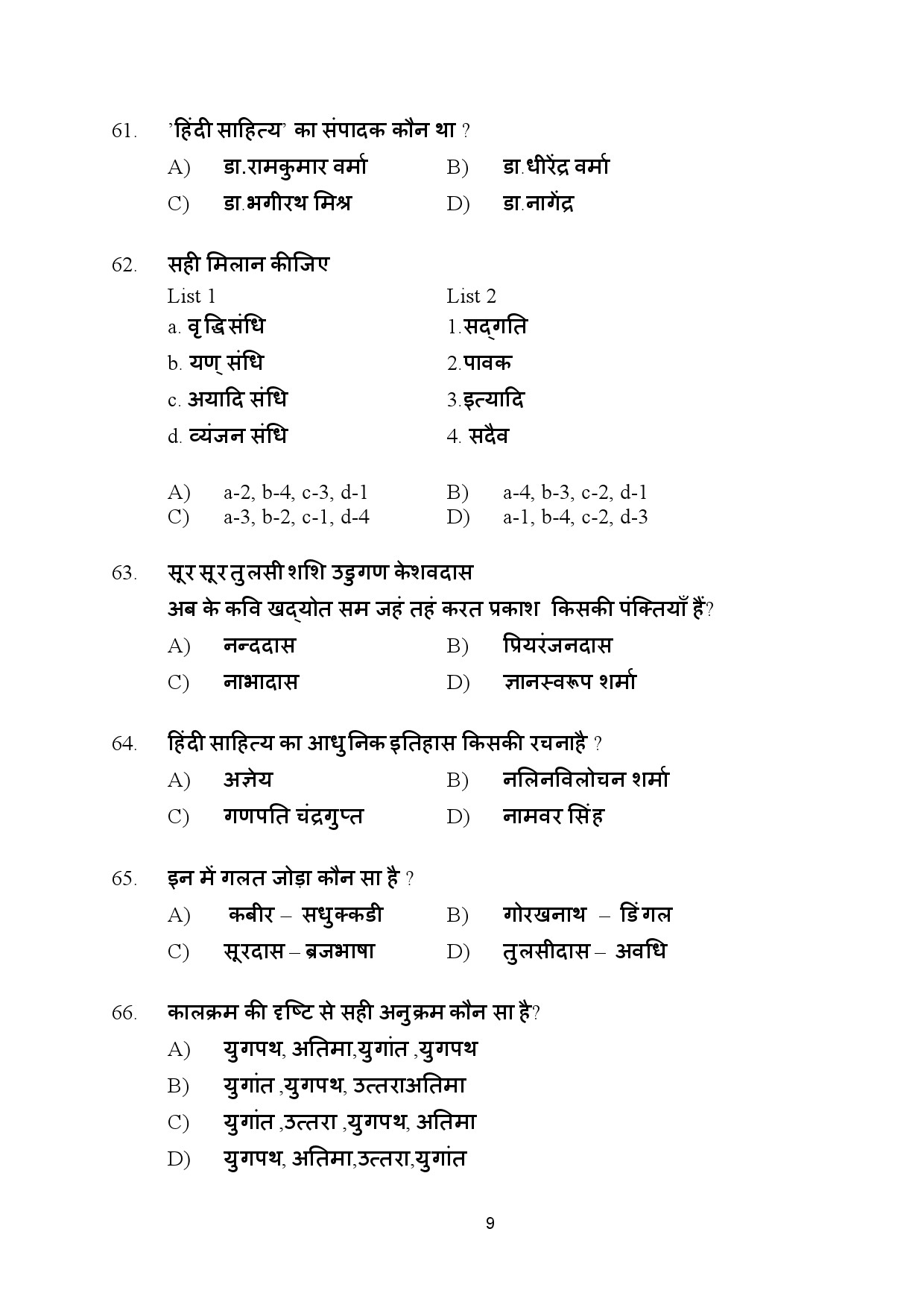 Kerala SET Hindi Exam Question Paper January 2024 9