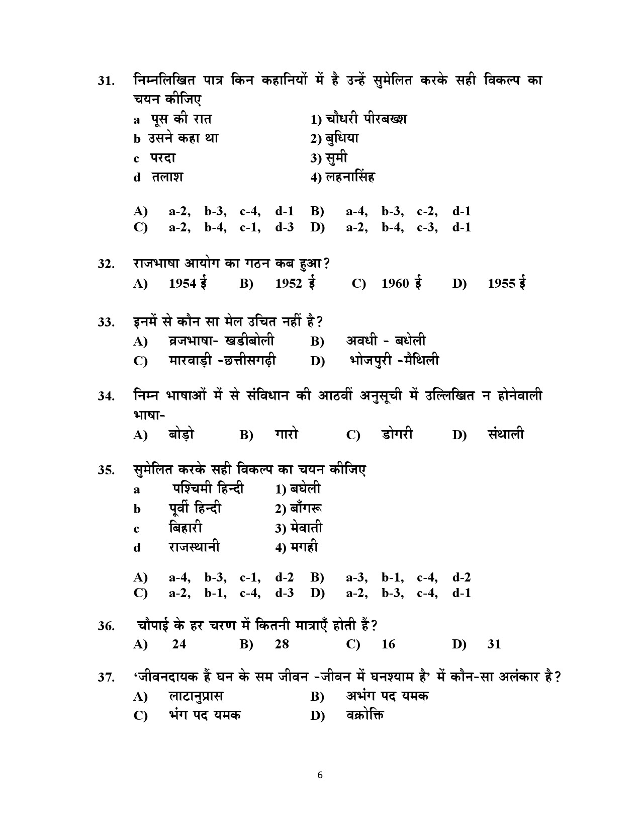 Kerala SET Hindi Exam Question Paper July 2021 6