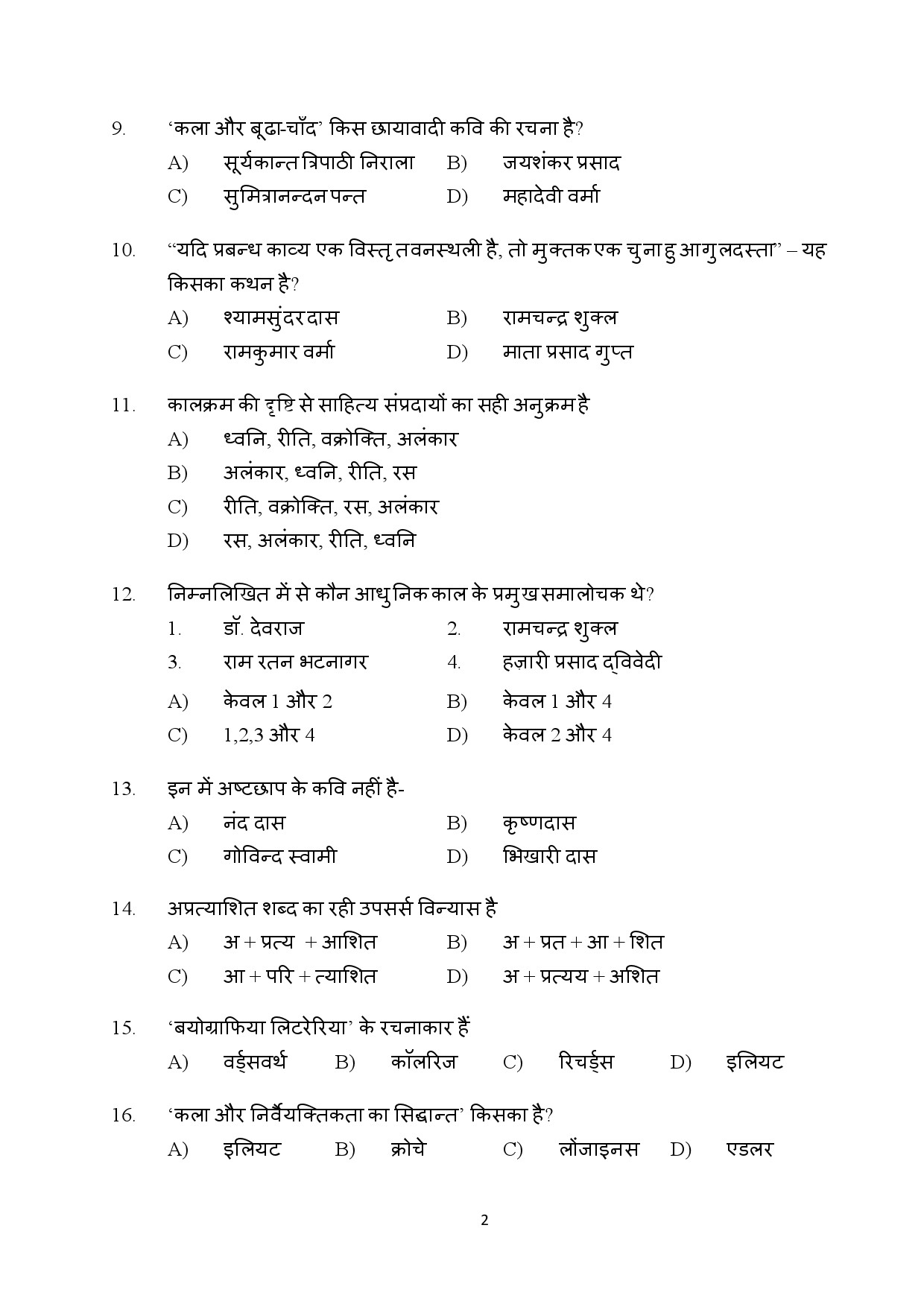 Kerala SET Hindi Exam Question Paper July 2024 2