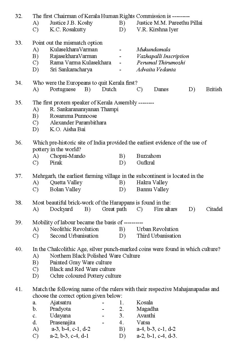 Kerala SET History Exam 2015 Question Code 15614 4