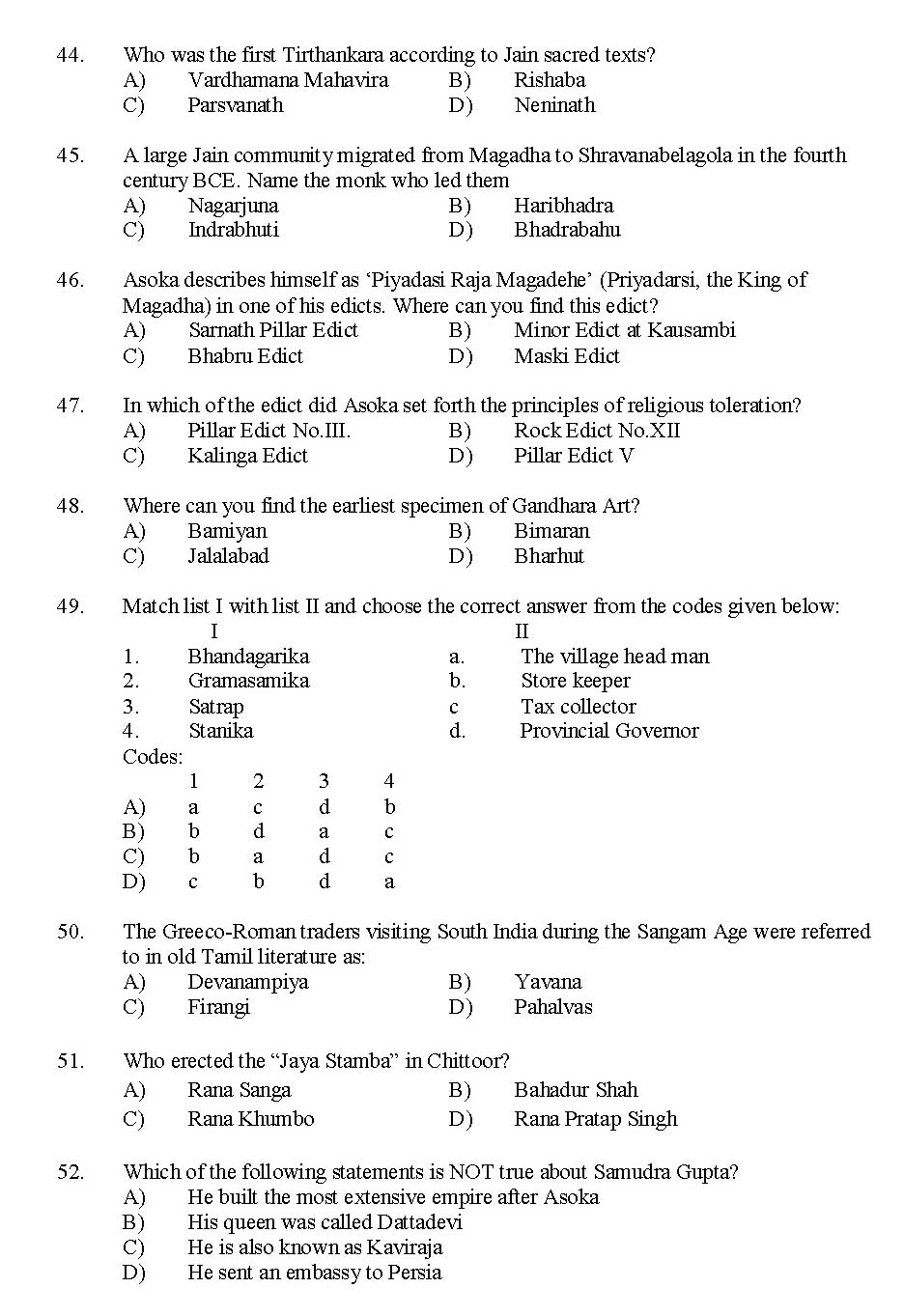 Kerala SET History Exam 2016 Question Code 16114 A 6