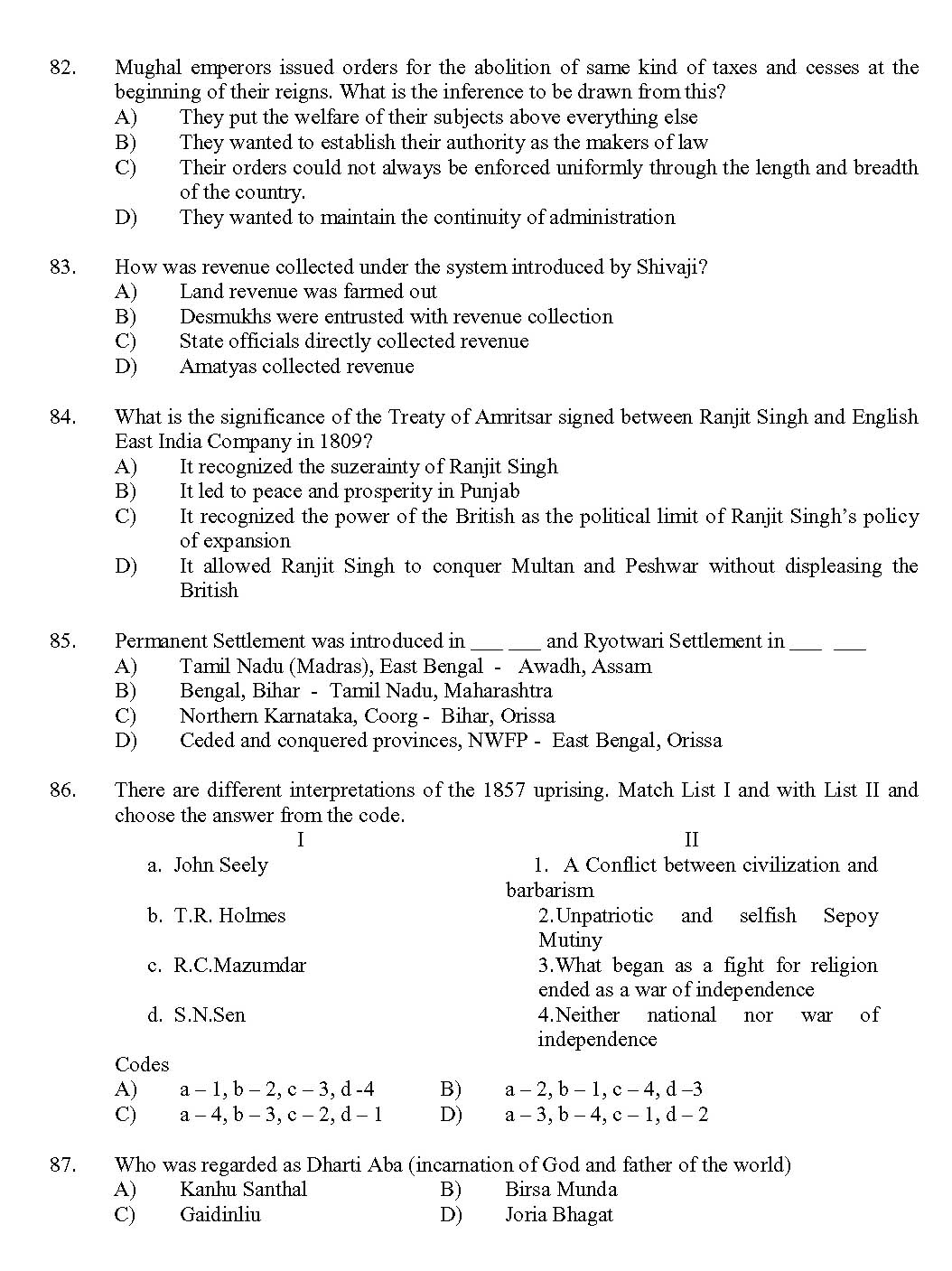 Kerala SET History Exam 2017 Question Code 17214 A 12