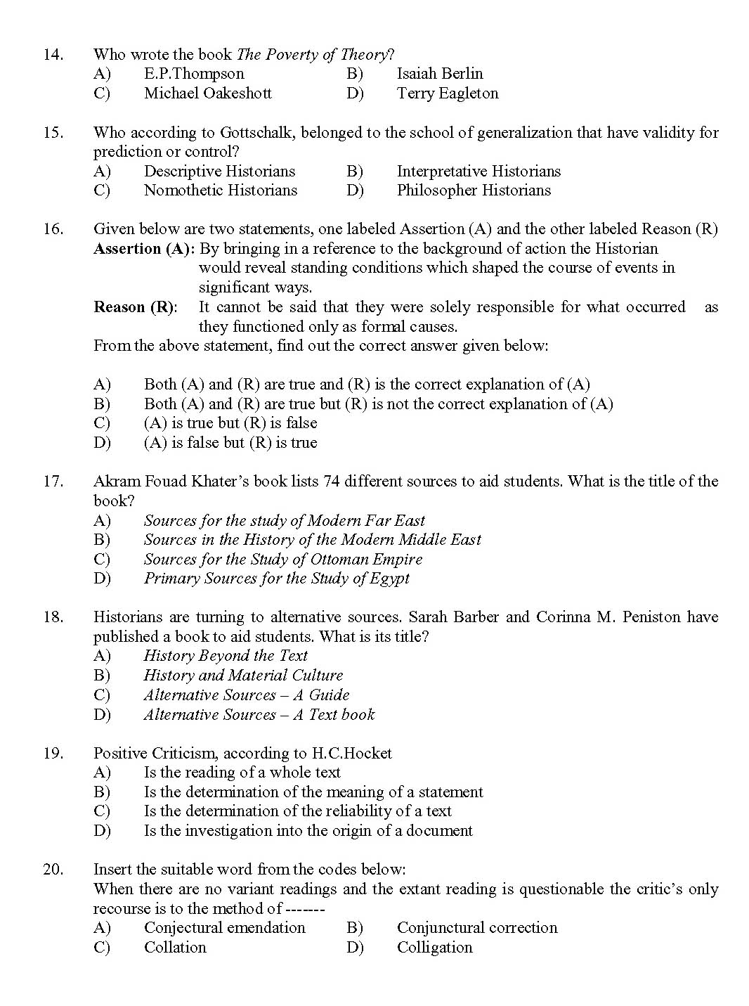Kerala SET History Exam 2017 Question Code 17214 A 3
