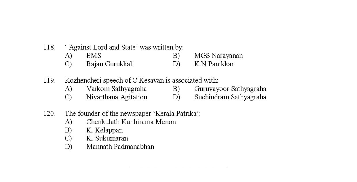 Kerala SET History Exam Question Paper January 2022 11
