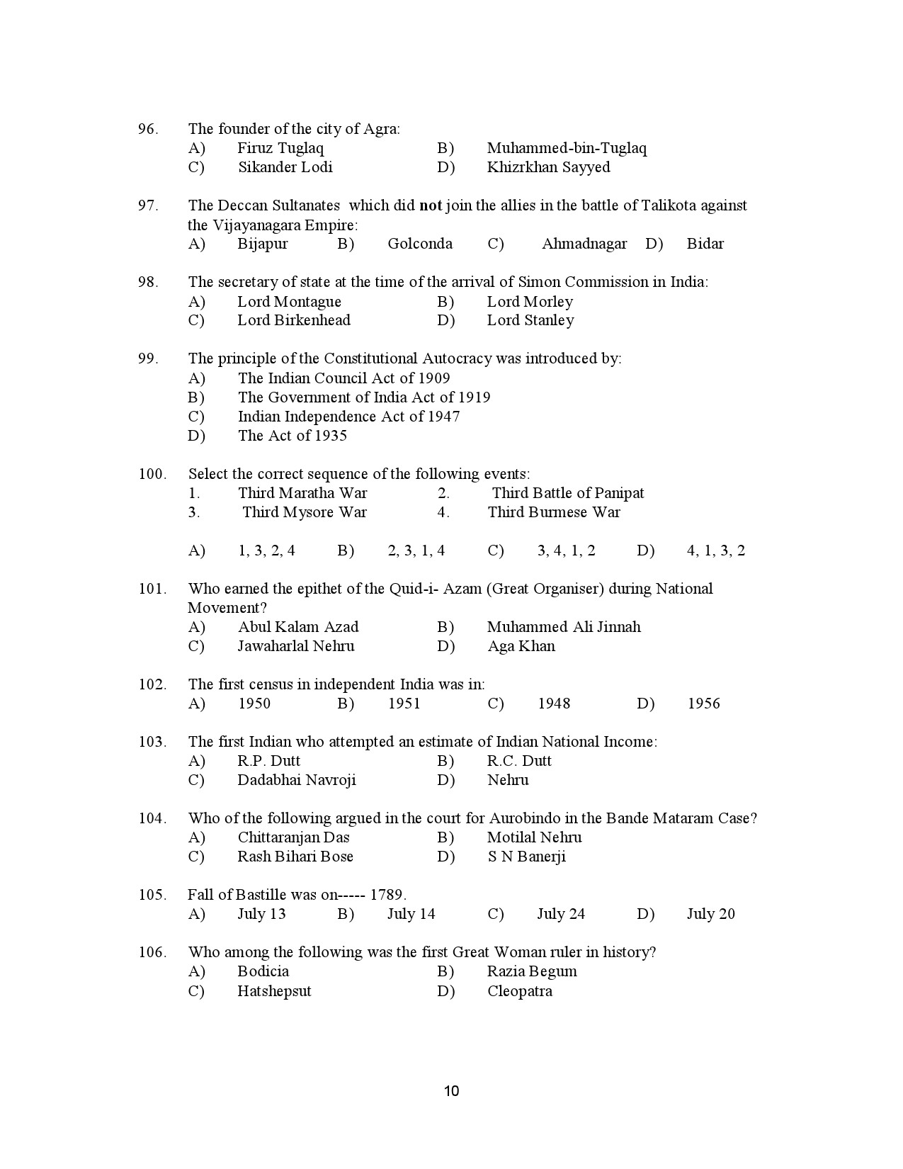 Kerala SET History Exam Question Paper January 2023 10