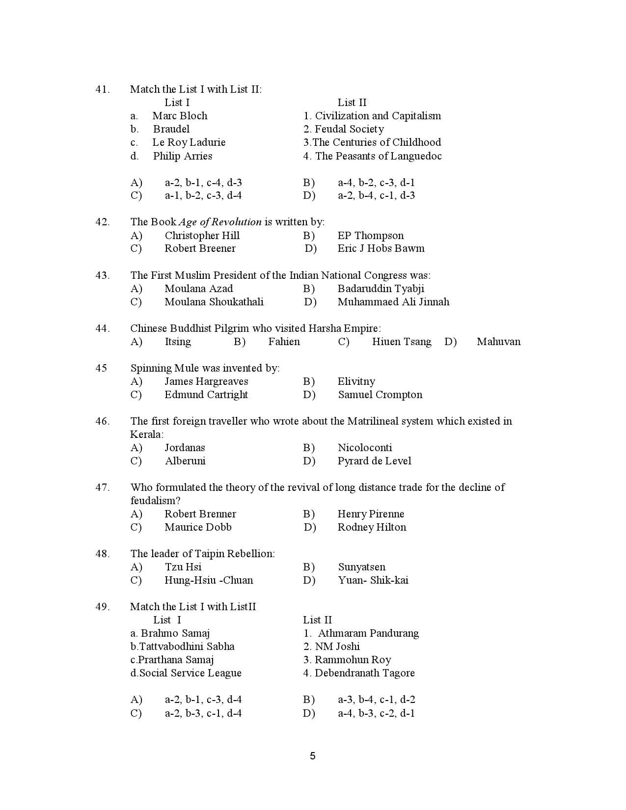 Kerala SET History Exam Question Paper January 2023 5