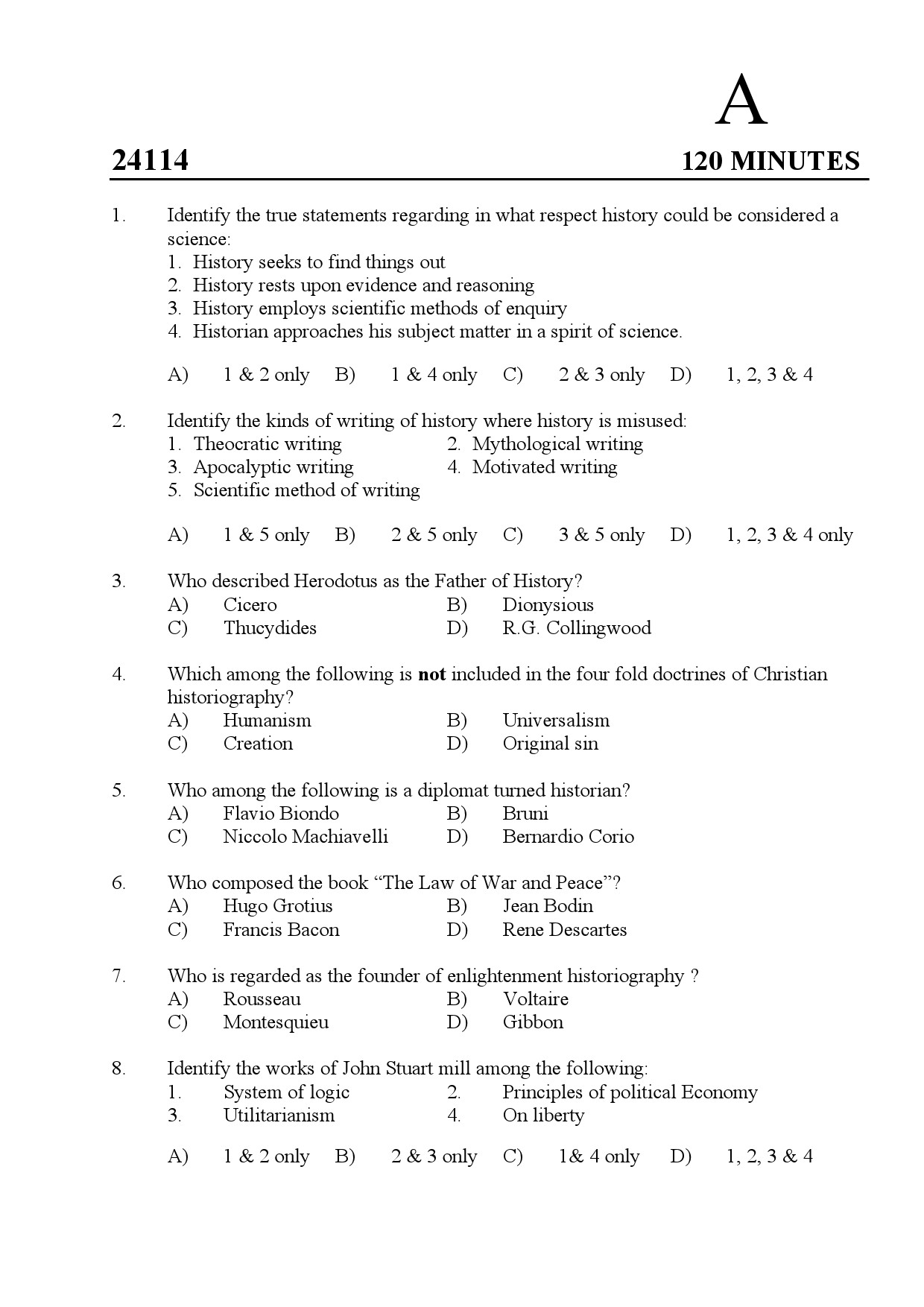 Kerala SET History Exam Question Paper January 2024 1