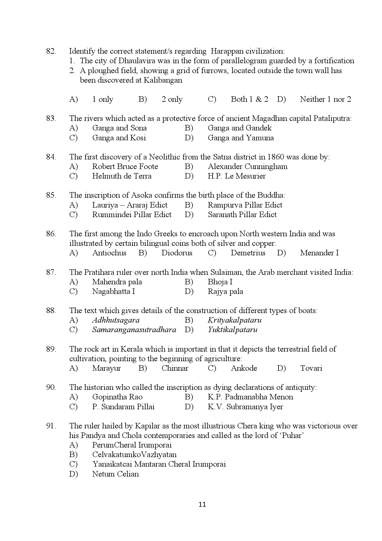 Kerala SET History Exam Question Paper January 2024 11