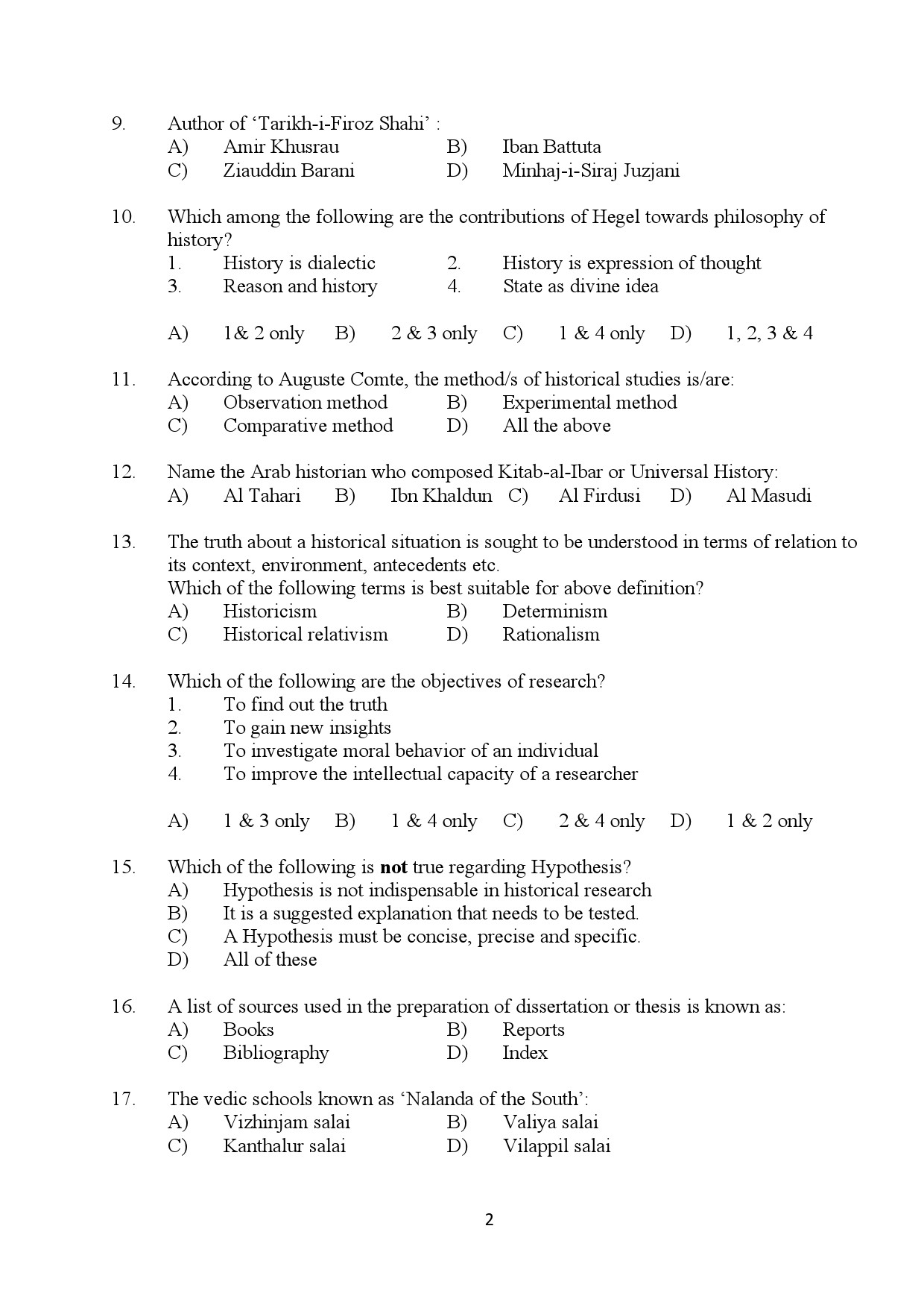 Kerala SET History Exam Question Paper January 2024 2