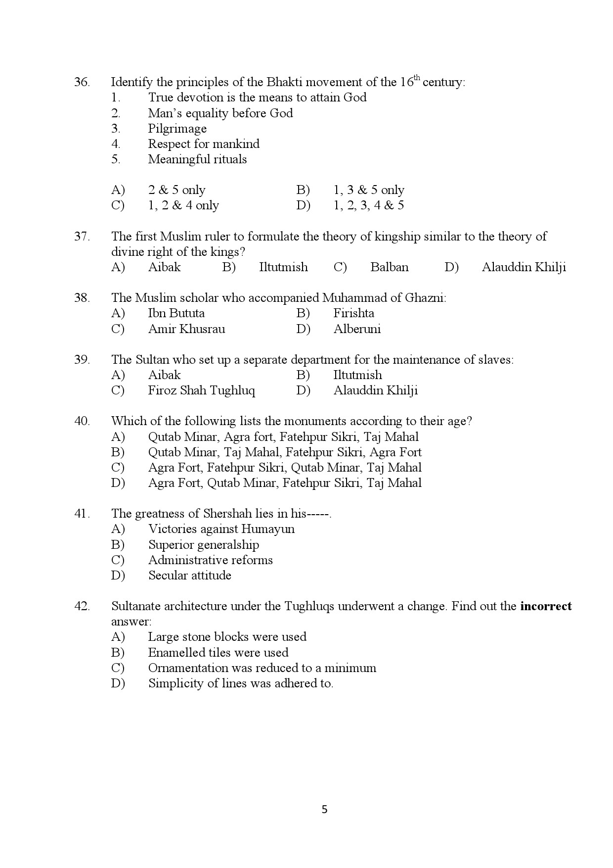 Kerala SET History Exam Question Paper January 2024 5