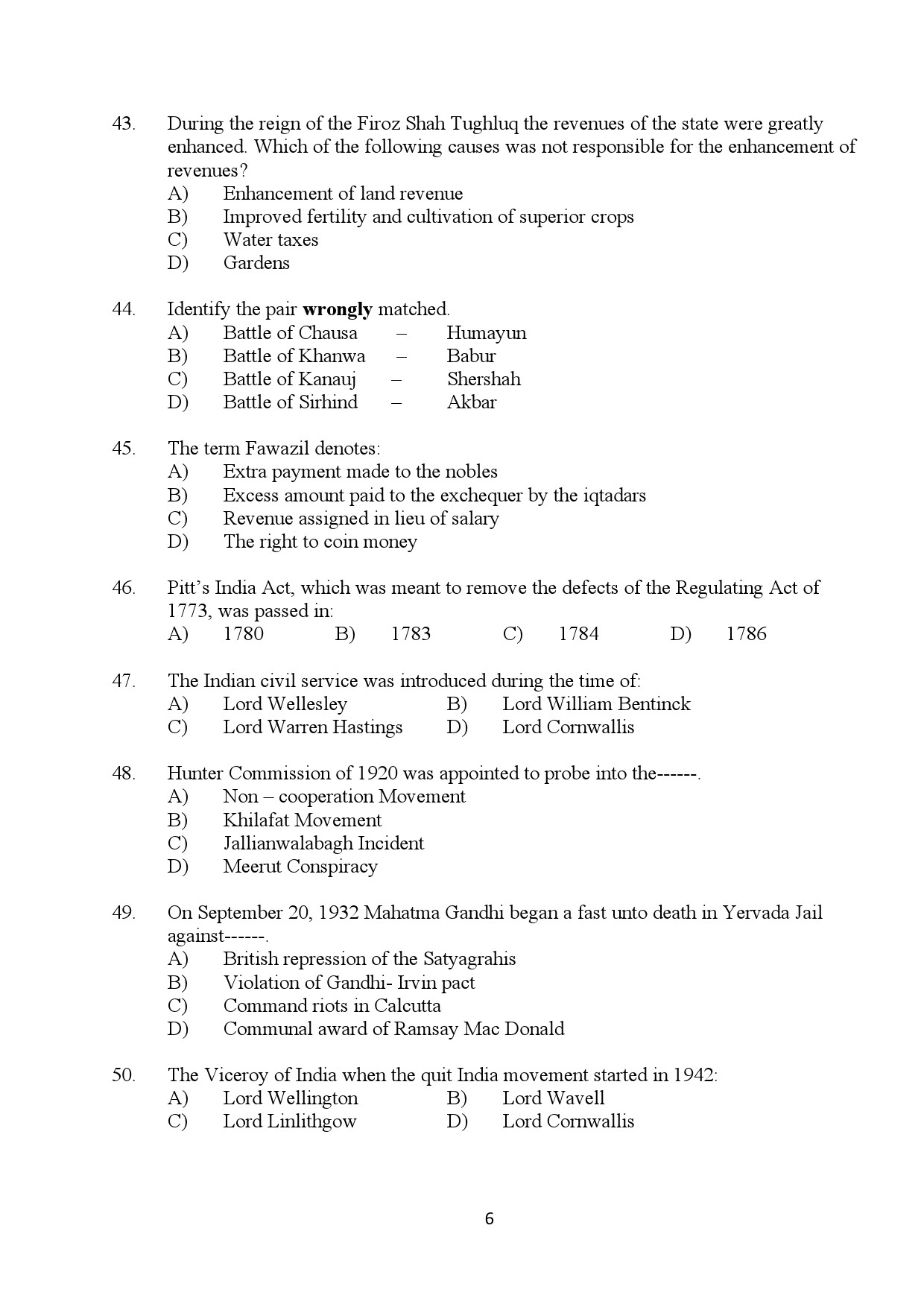 Kerala SET History Exam Question Paper January 2024 6