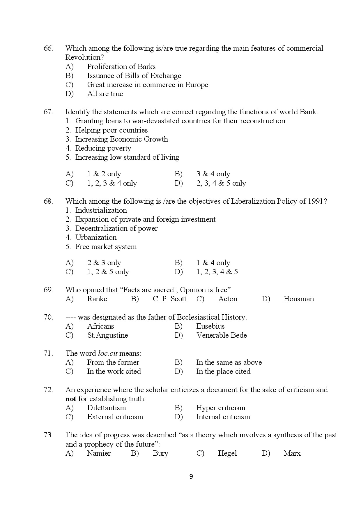 Kerala SET History Exam Question Paper January 2024 9