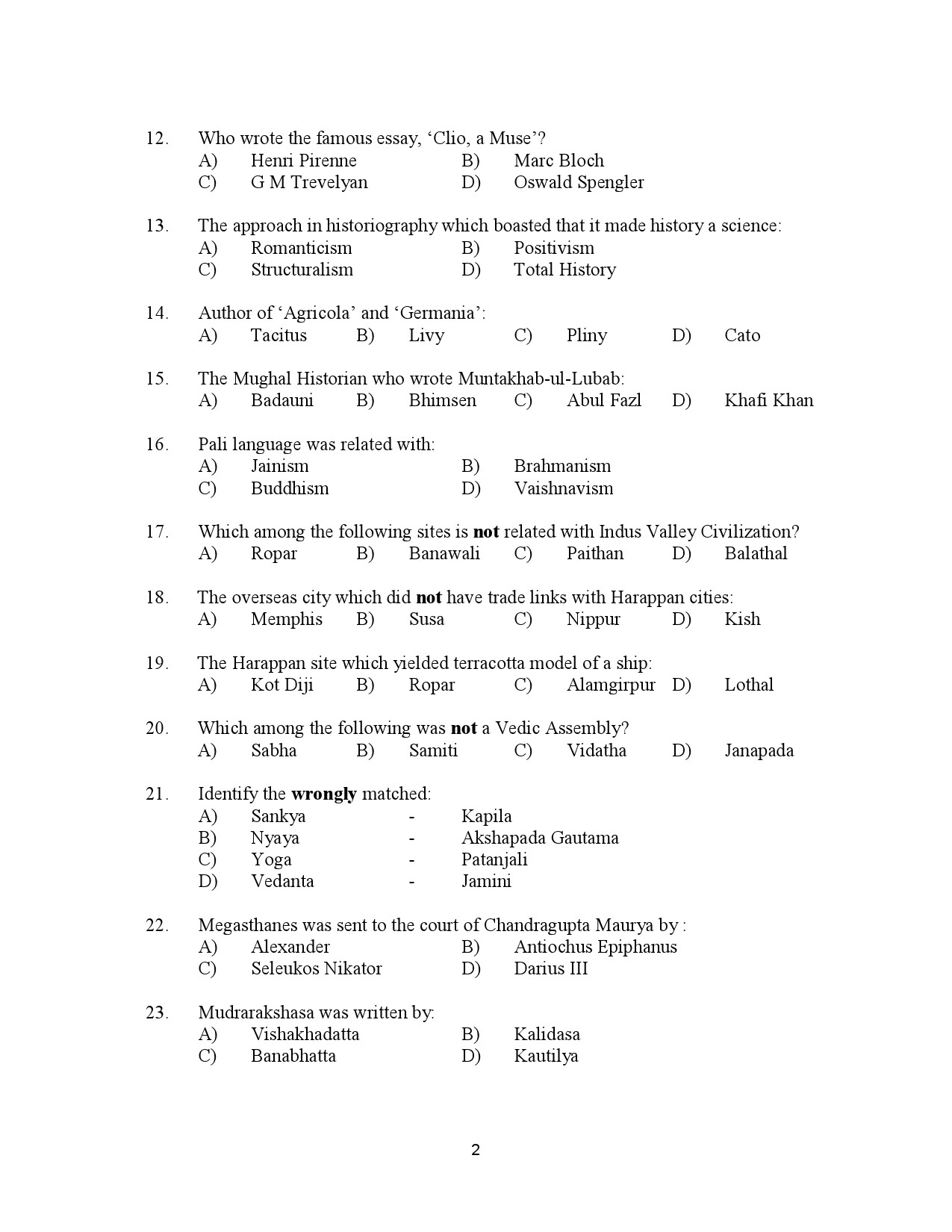 Kerala SET History Exam Question Paper July 2023 2