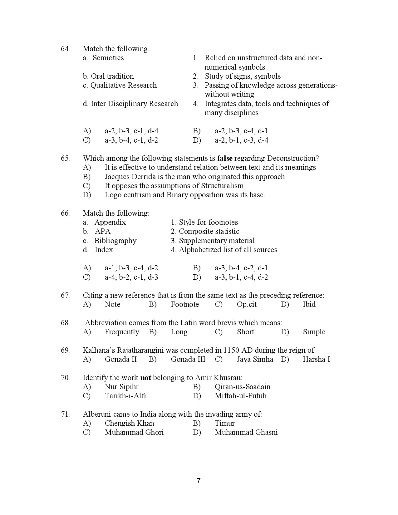 Kerala SET History Exam Question Paper July 2023 7