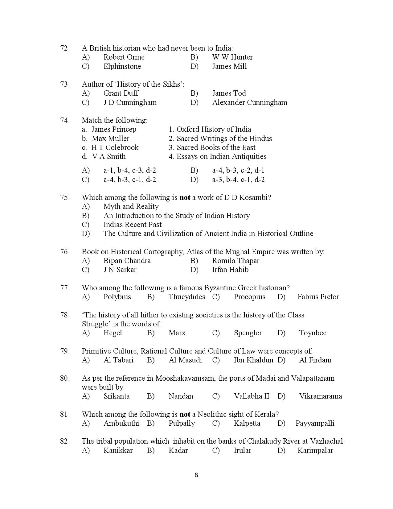 Kerala SET History Exam Question Paper July 2023 8