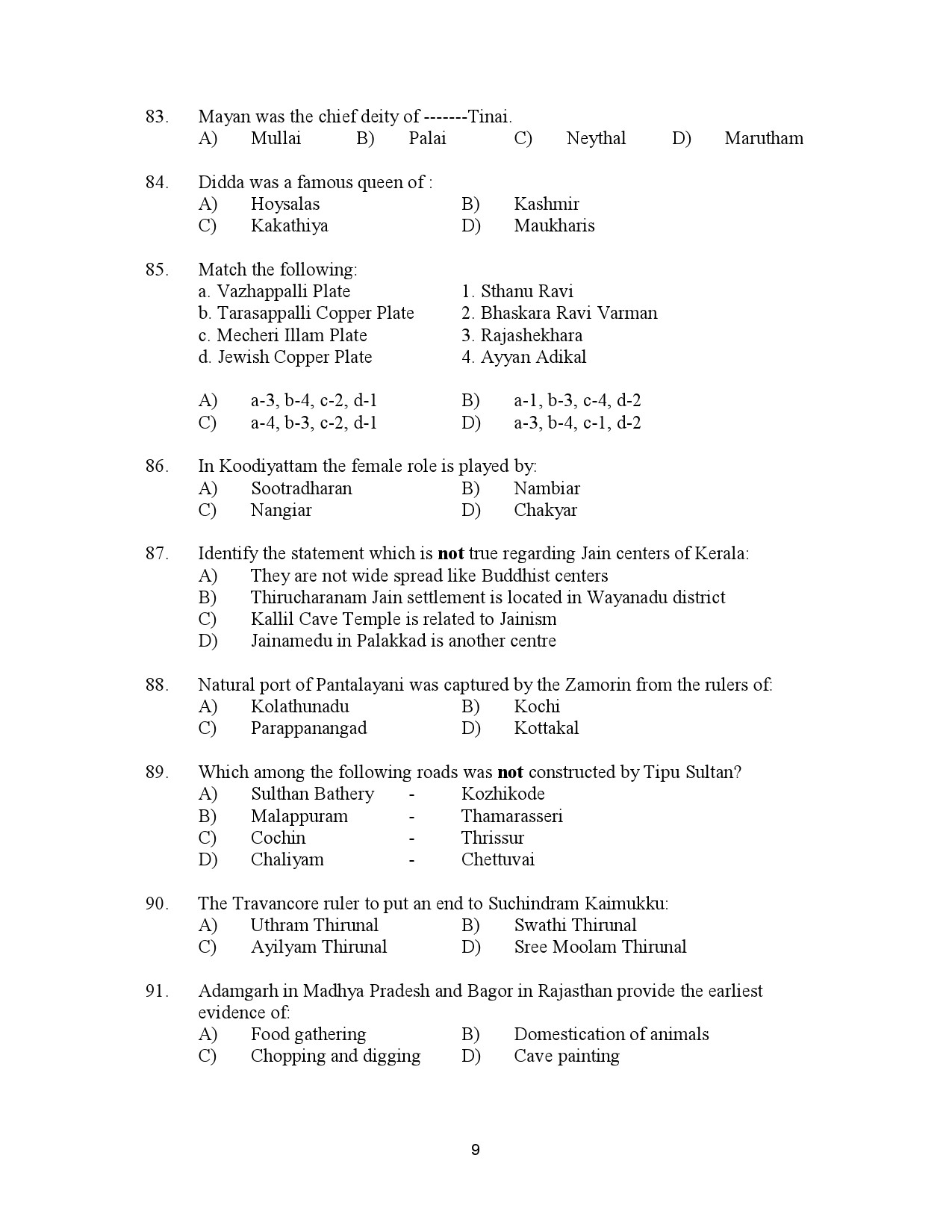 Kerala SET History Exam Question Paper July 2023 9