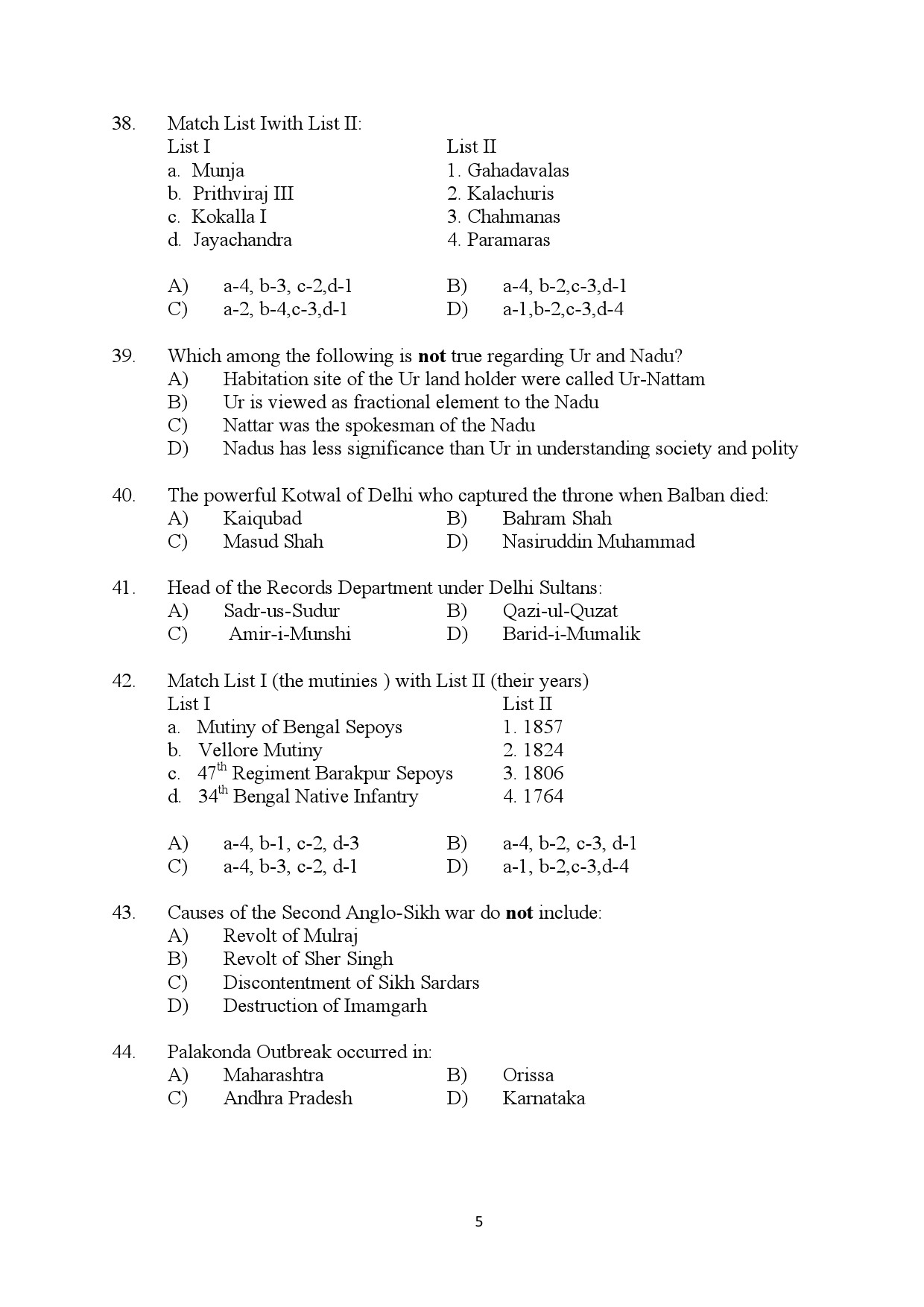 Kerala SET History Exam Question Paper July 2024 5