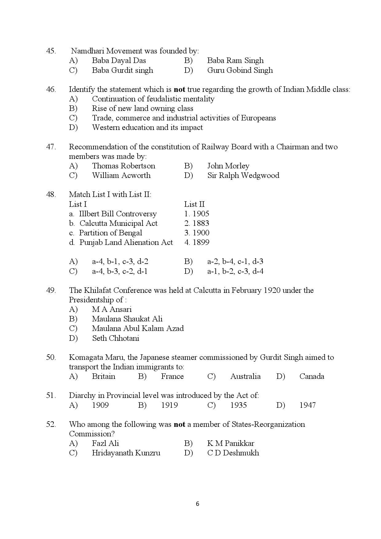 Kerala SET History Exam Question Paper July 2024 6