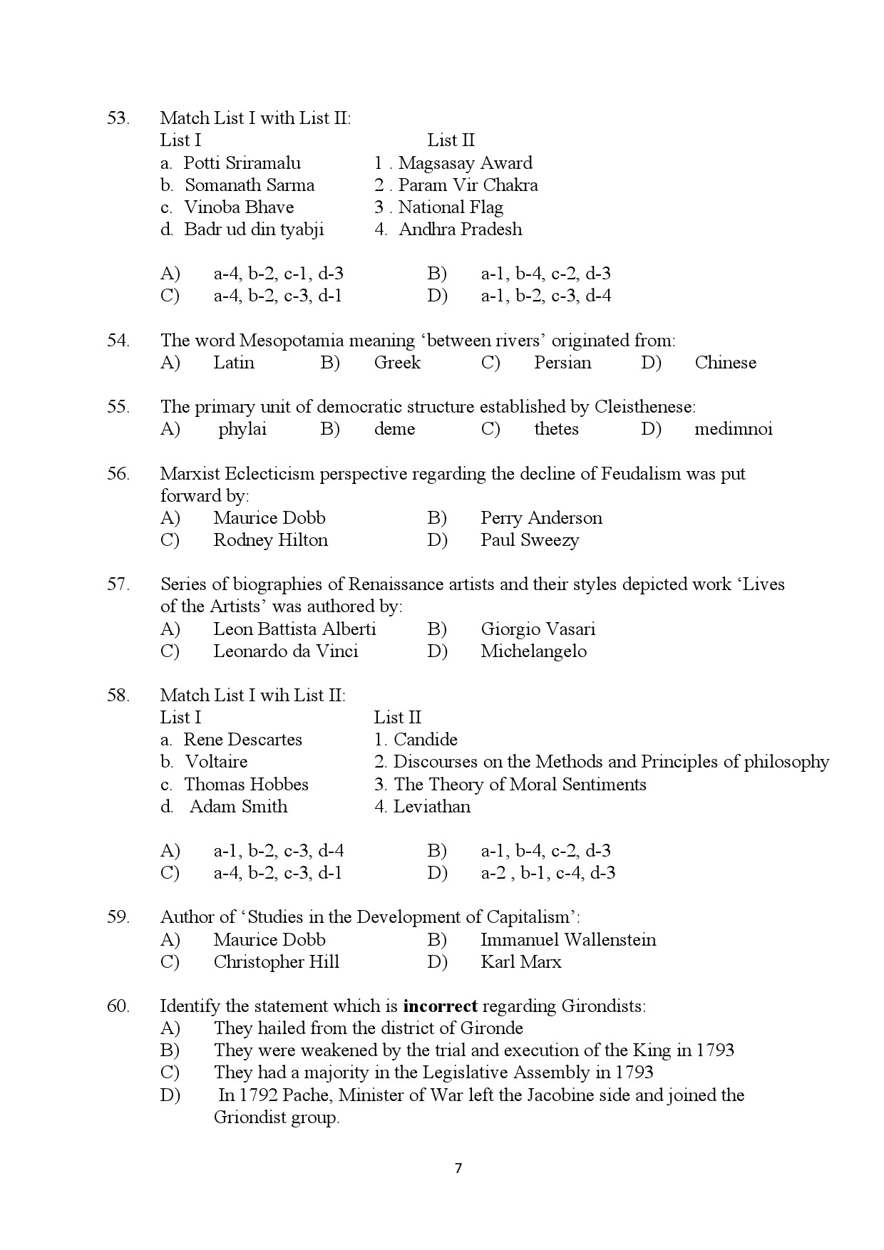 Kerala SET History Exam Question Paper July 2024 7