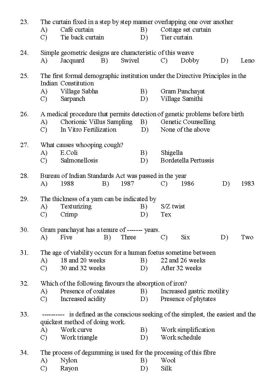 Kerala SET Home Science Exam 2014 Question Code 14215 3