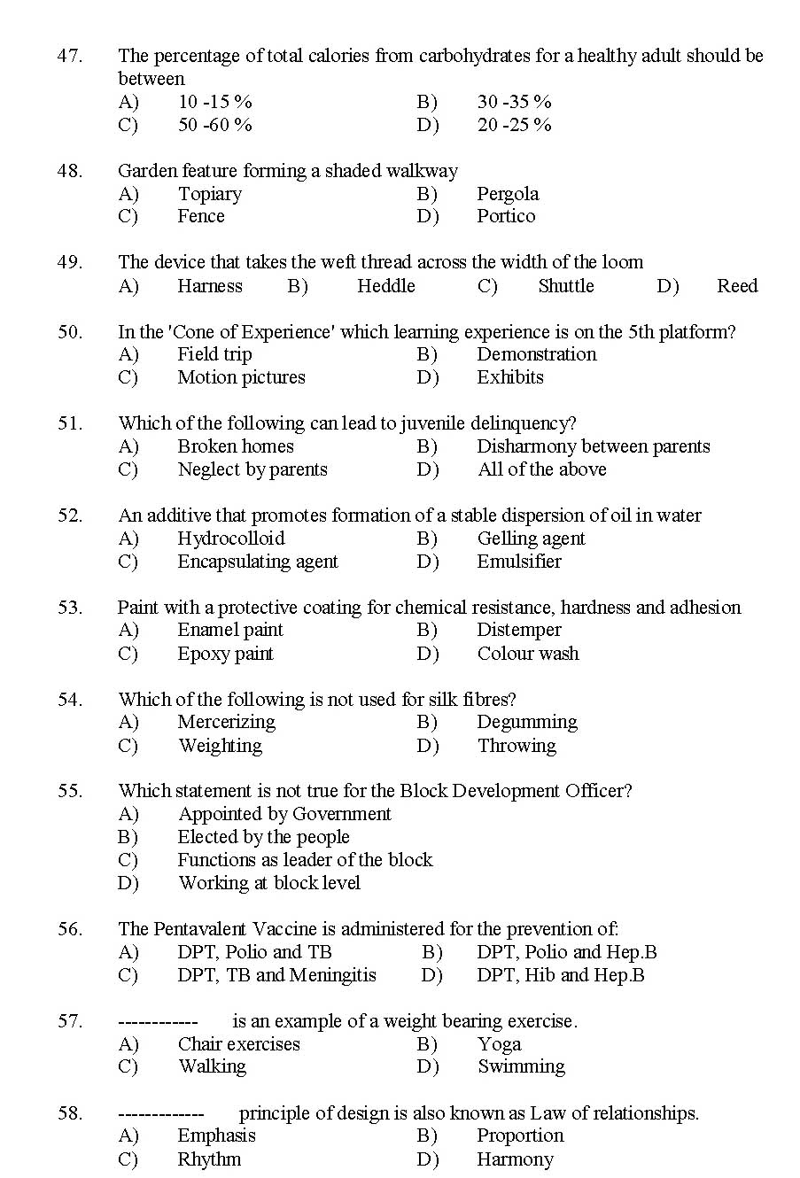 Kerala SET Home Science Exam 2014 Question Code 14215 5