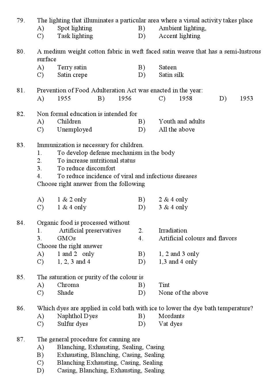 Kerala SET Home Science Exam 2016 Question Code 16615 A 10