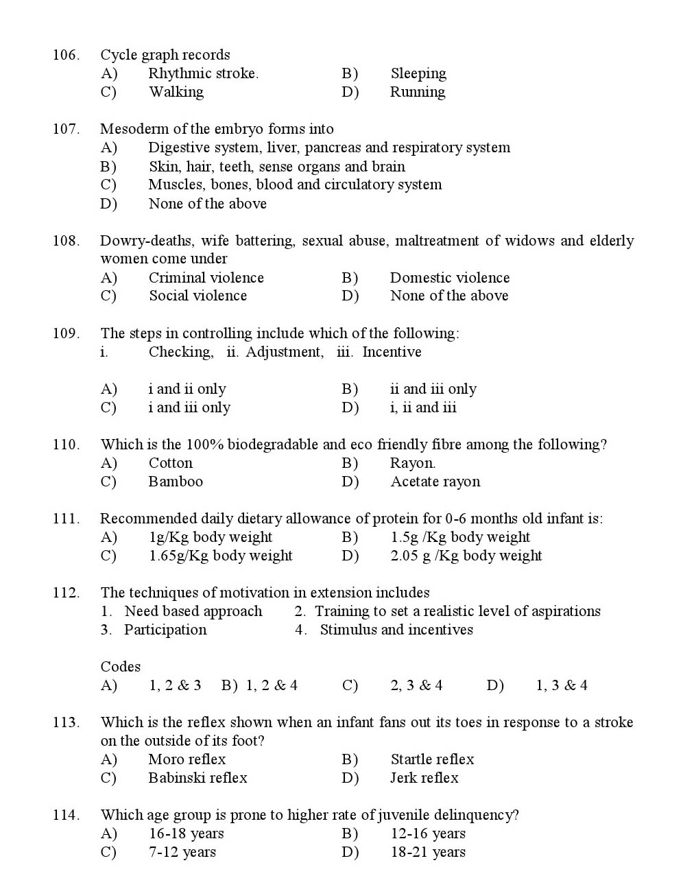 Kerala SET Home Science Exam 2016 Question Code 16615 A 13