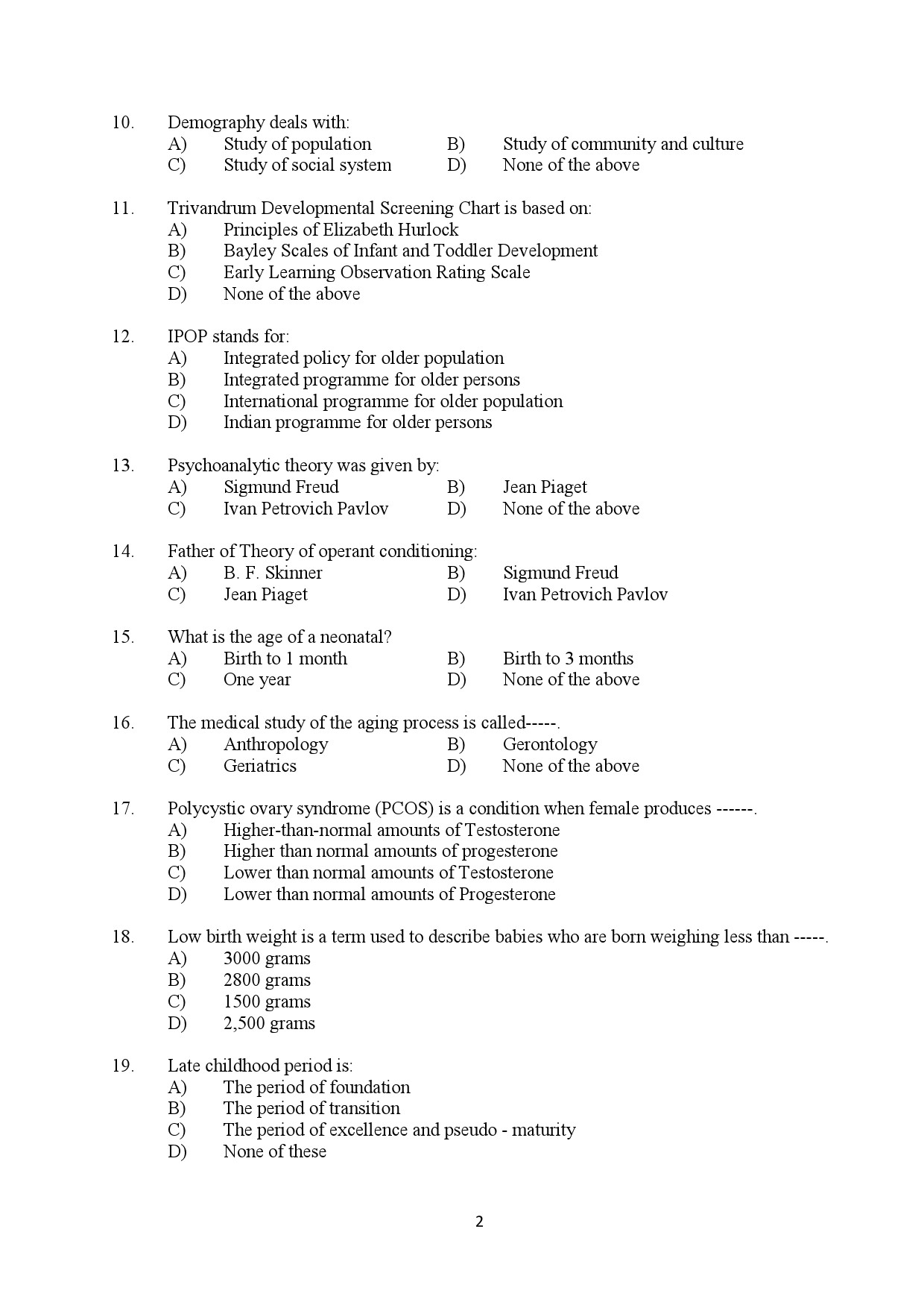 Kerala SET Home Science Exam Question Paper February 2020 2