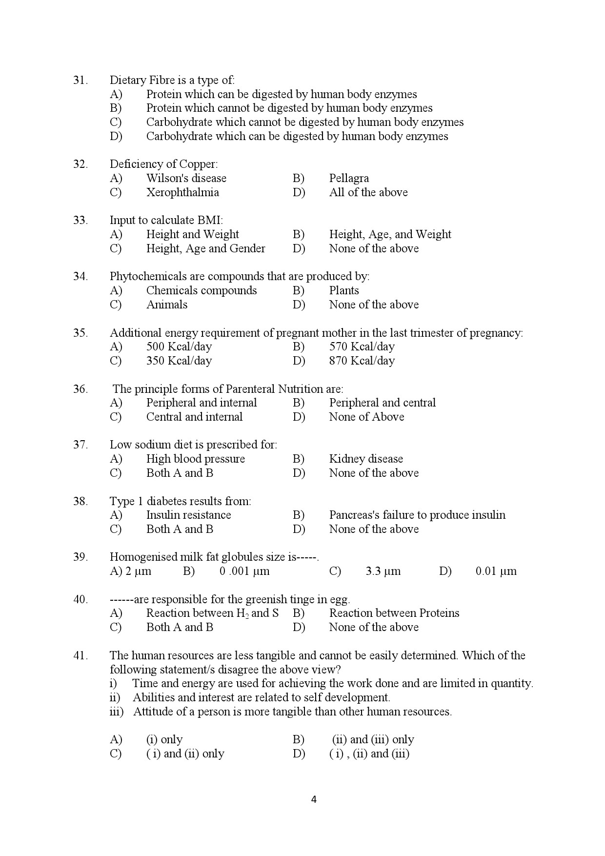 Kerala SET Home Science Exam Question Paper February 2020 4