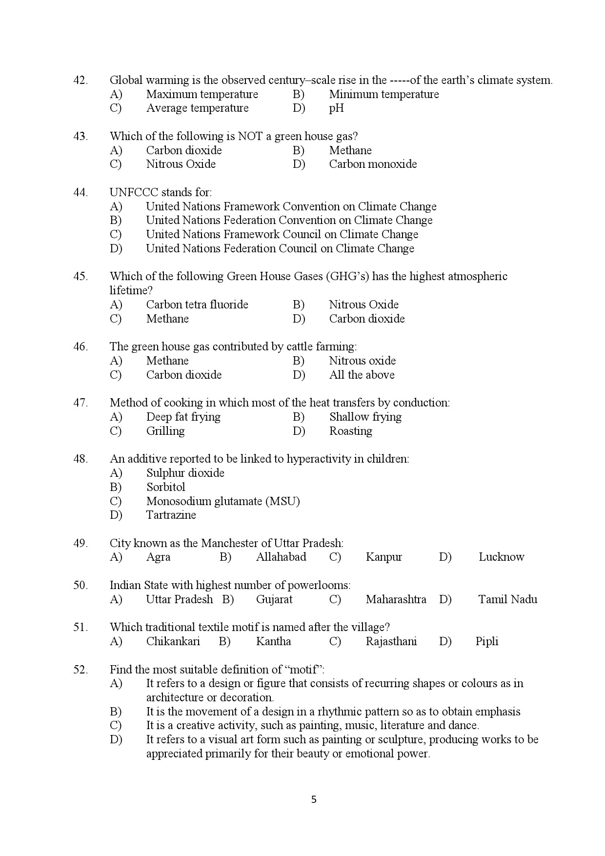 Kerala SET Home Science Exam Question Paper February 2020 5