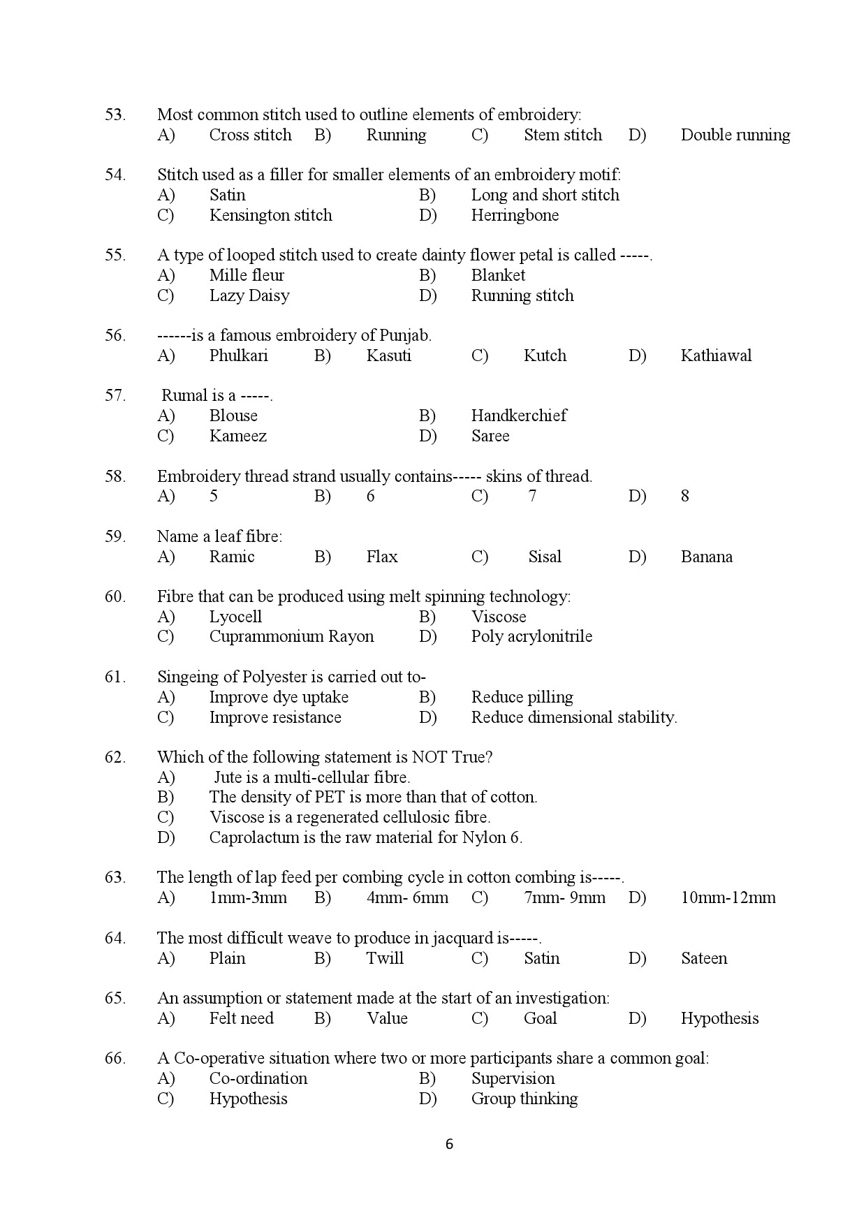 Kerala SET Home Science Exam Question Paper February 2020 6