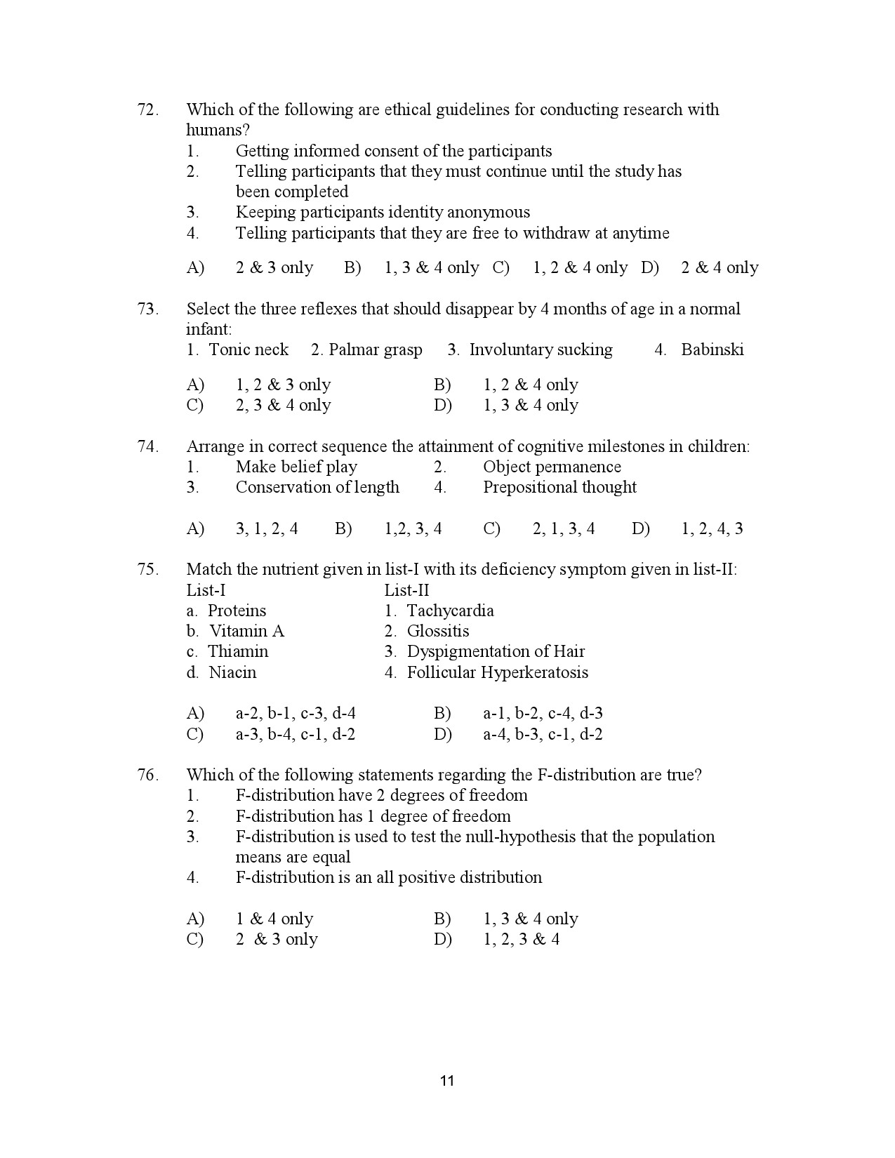 Kerala SET Home Science Exam Question Paper January 2023 11