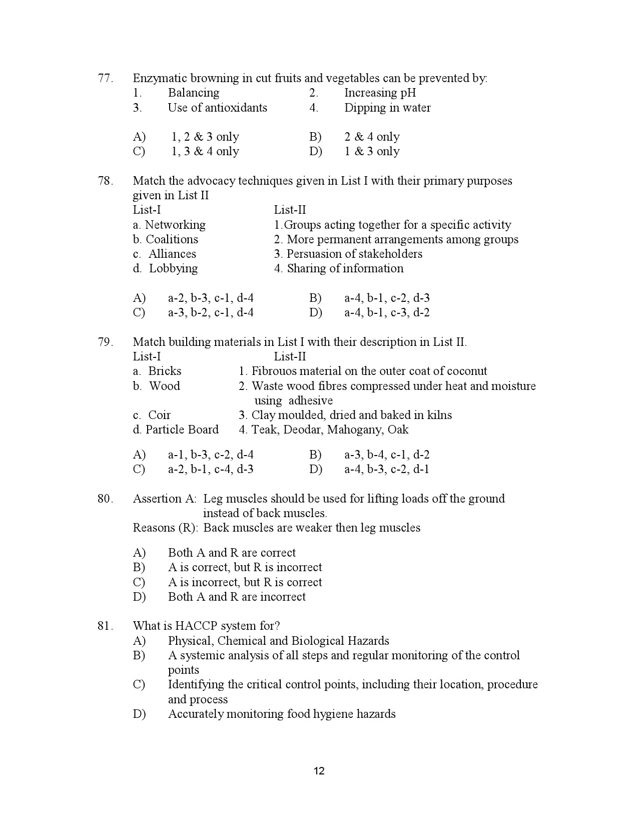 Kerala SET Home Science Exam Question Paper January 2023 12